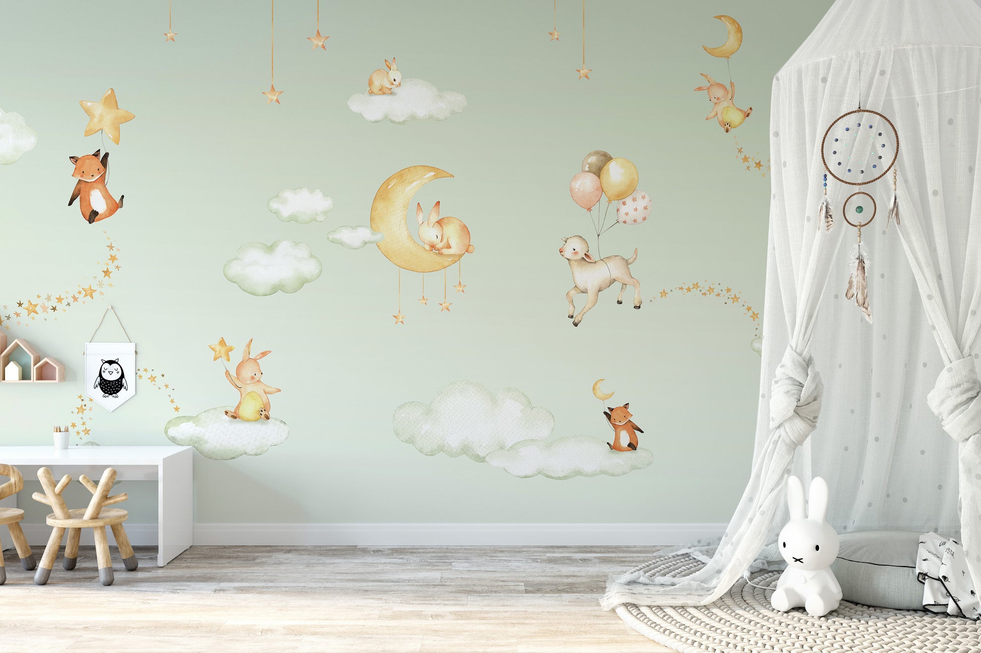 Green Sweet dreams wallpaper for kids room - Giffywalls