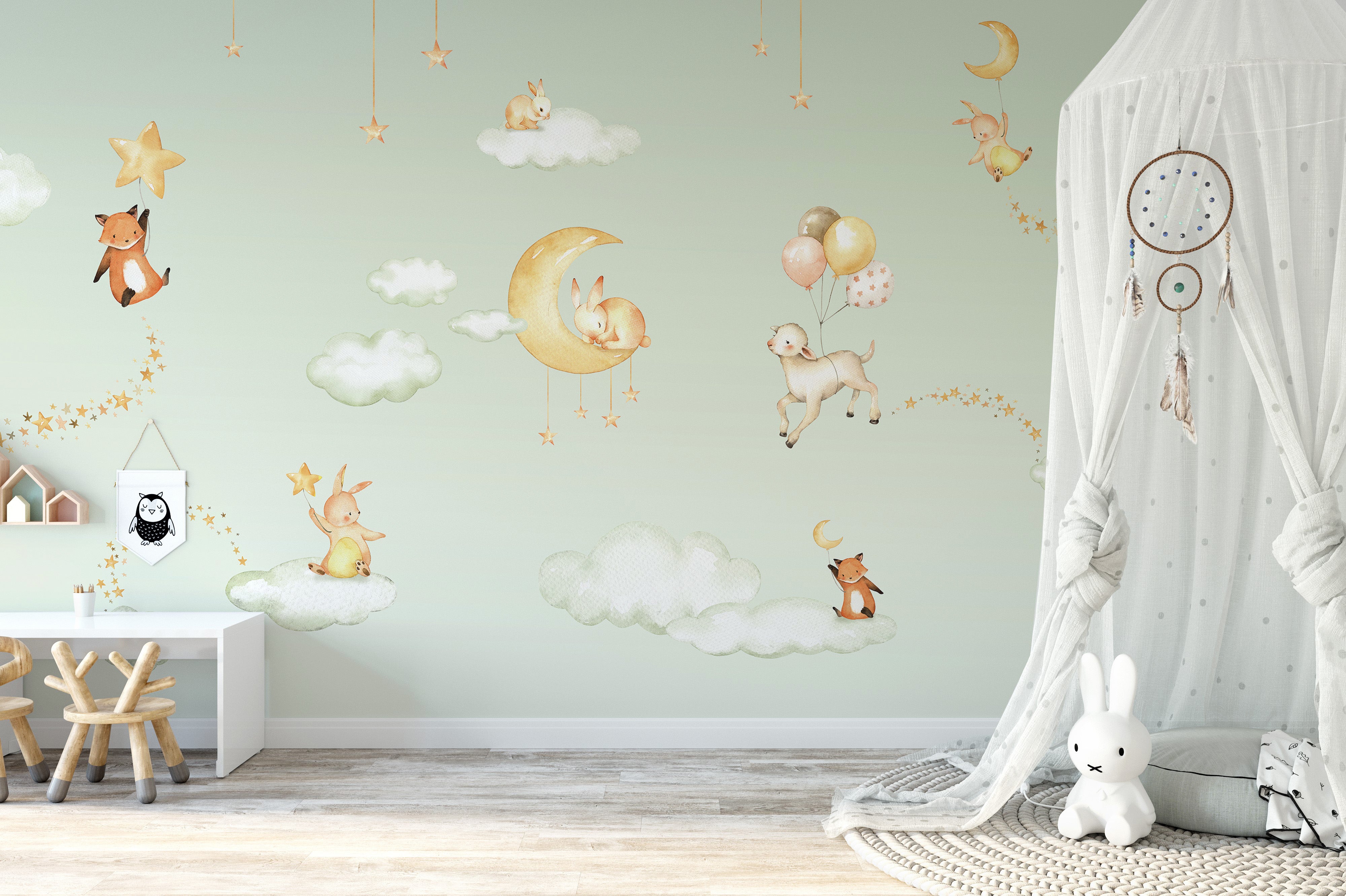 Green Sweet dreams wallpaper for kids room - Giffywalls