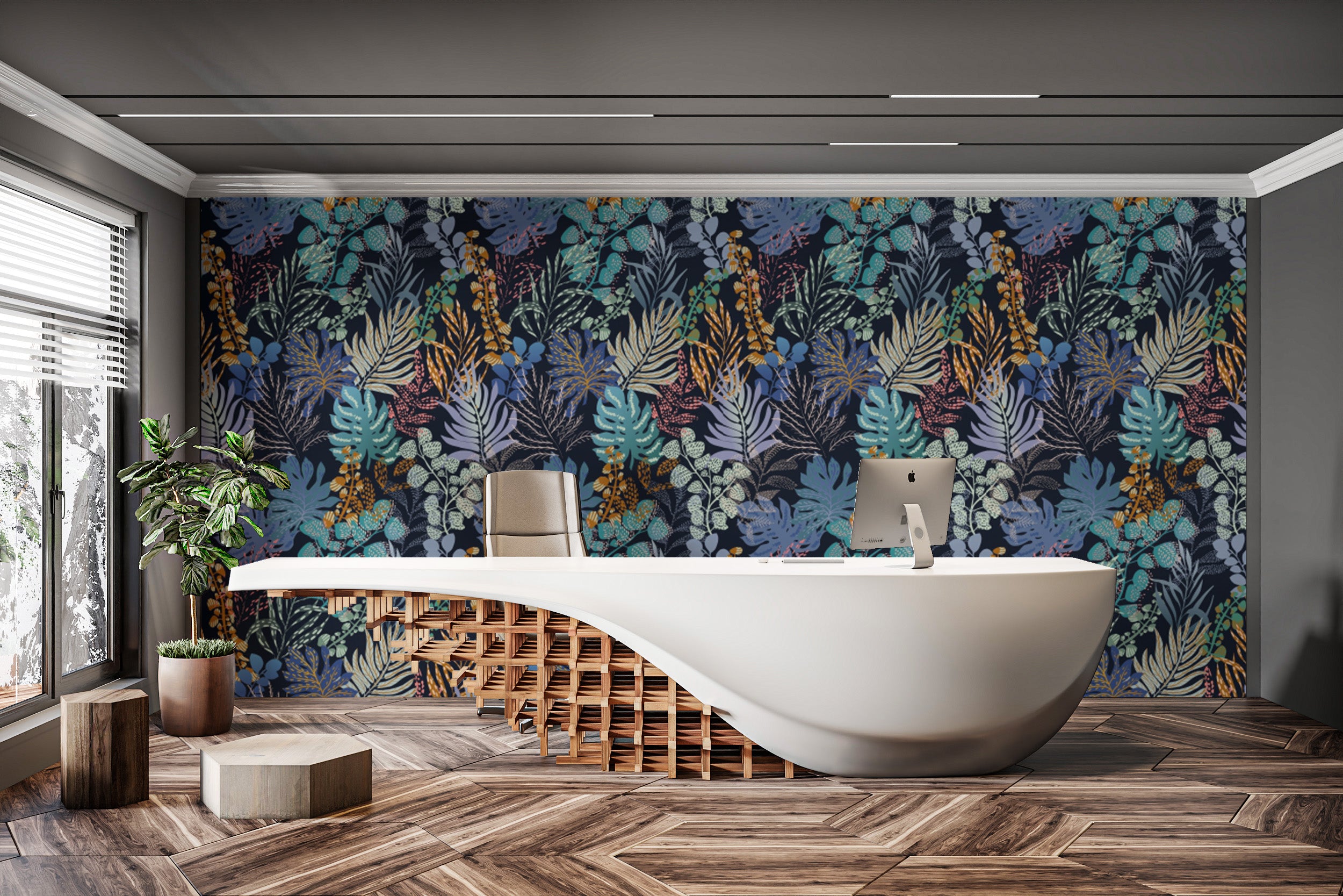 Easy-to-apply jungle night stick-on wallpaper