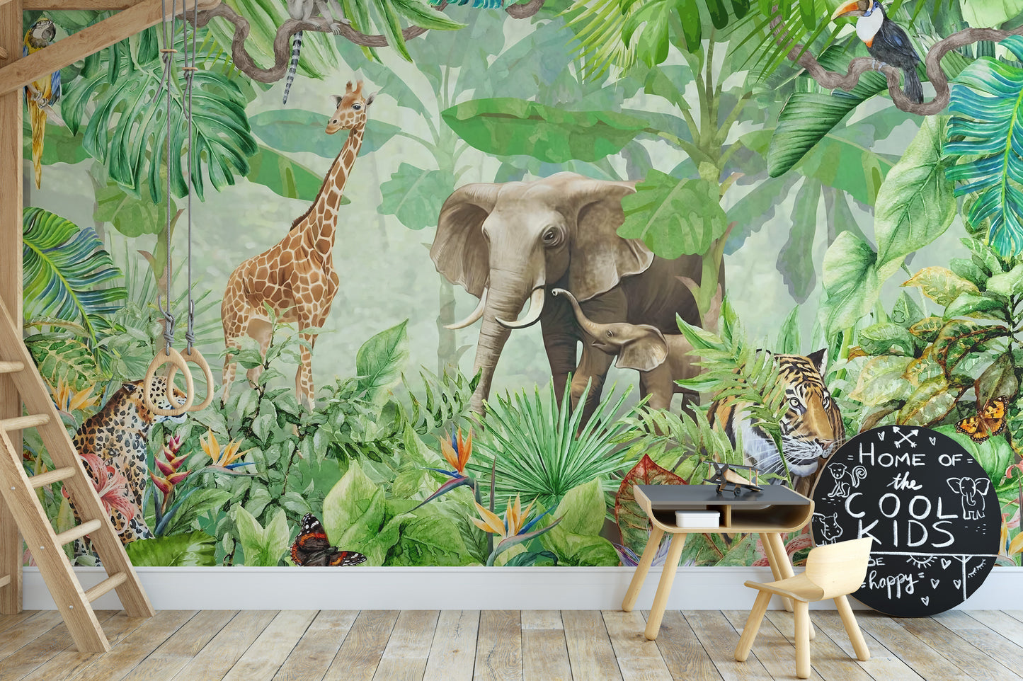 Wildlife Forest Green Color Wallpaper Murals