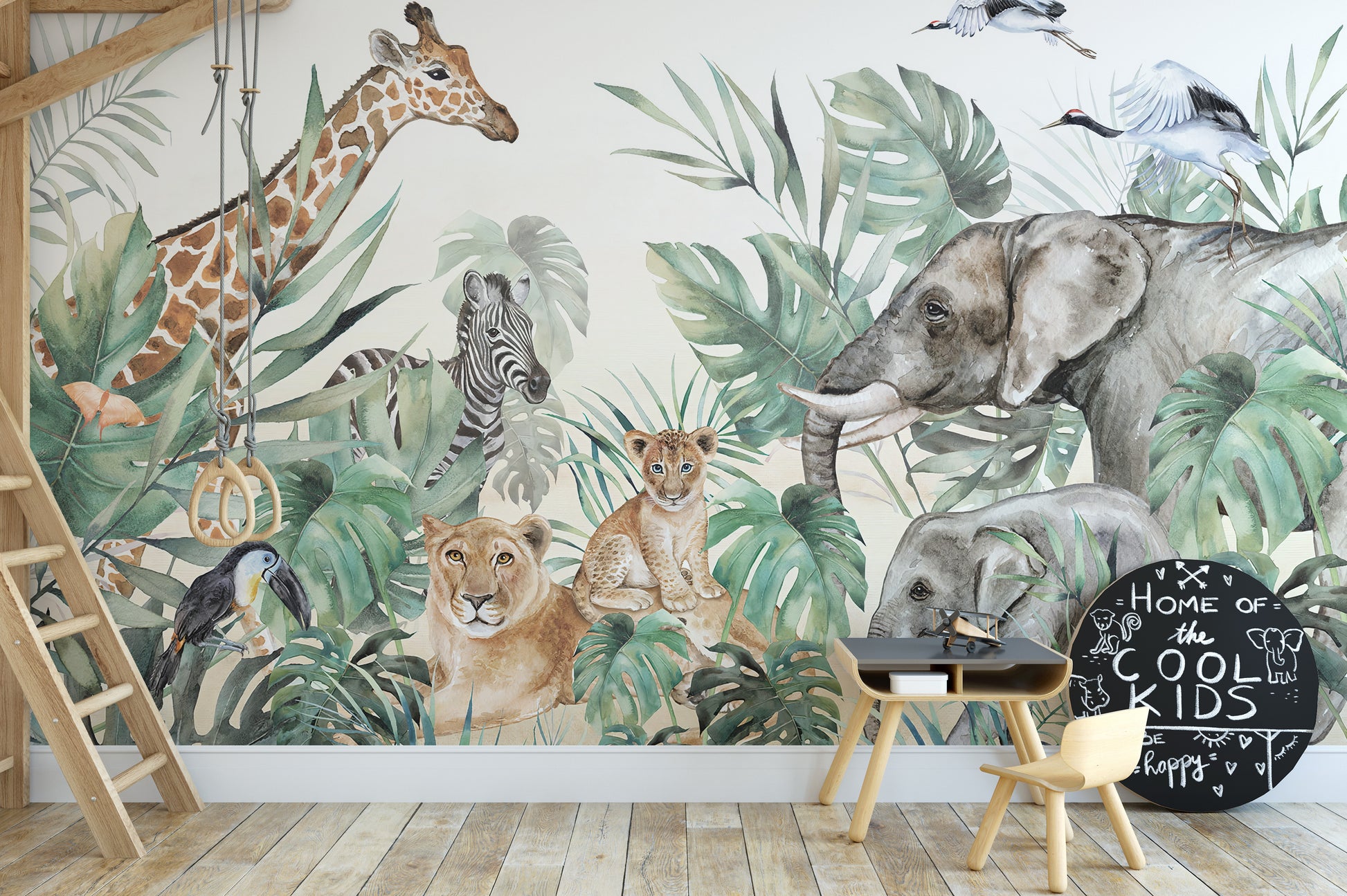 Royal animals wallpaper mural for kids' rooms
