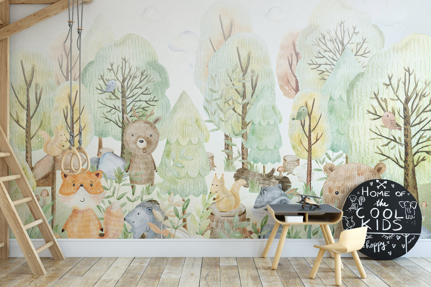 Fun doodles bears wall mural for kids' rooms
