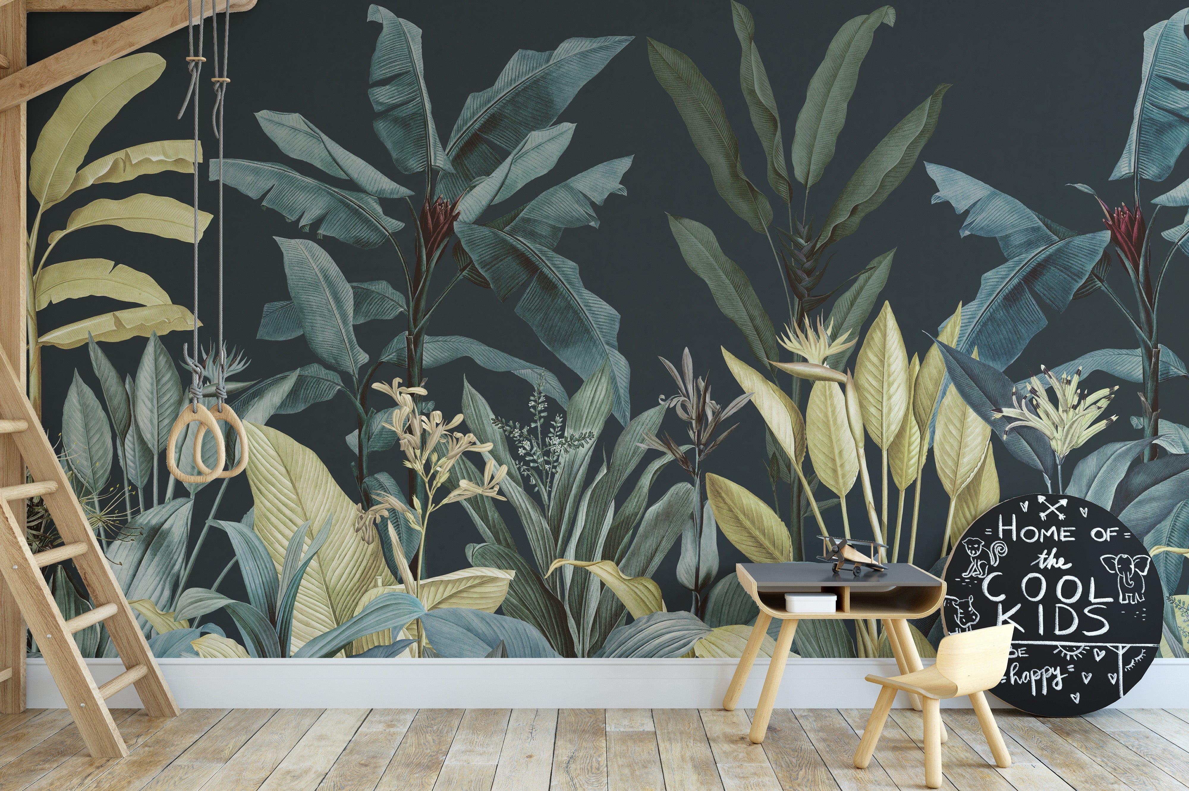 Dark Night Tropical Wallpaper Mural
