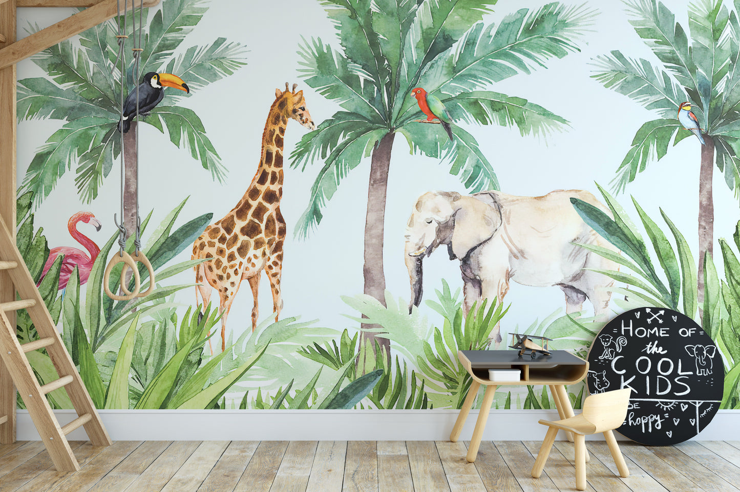 Vibrant Wildlife Serene Kids Room Wallpaper Mural