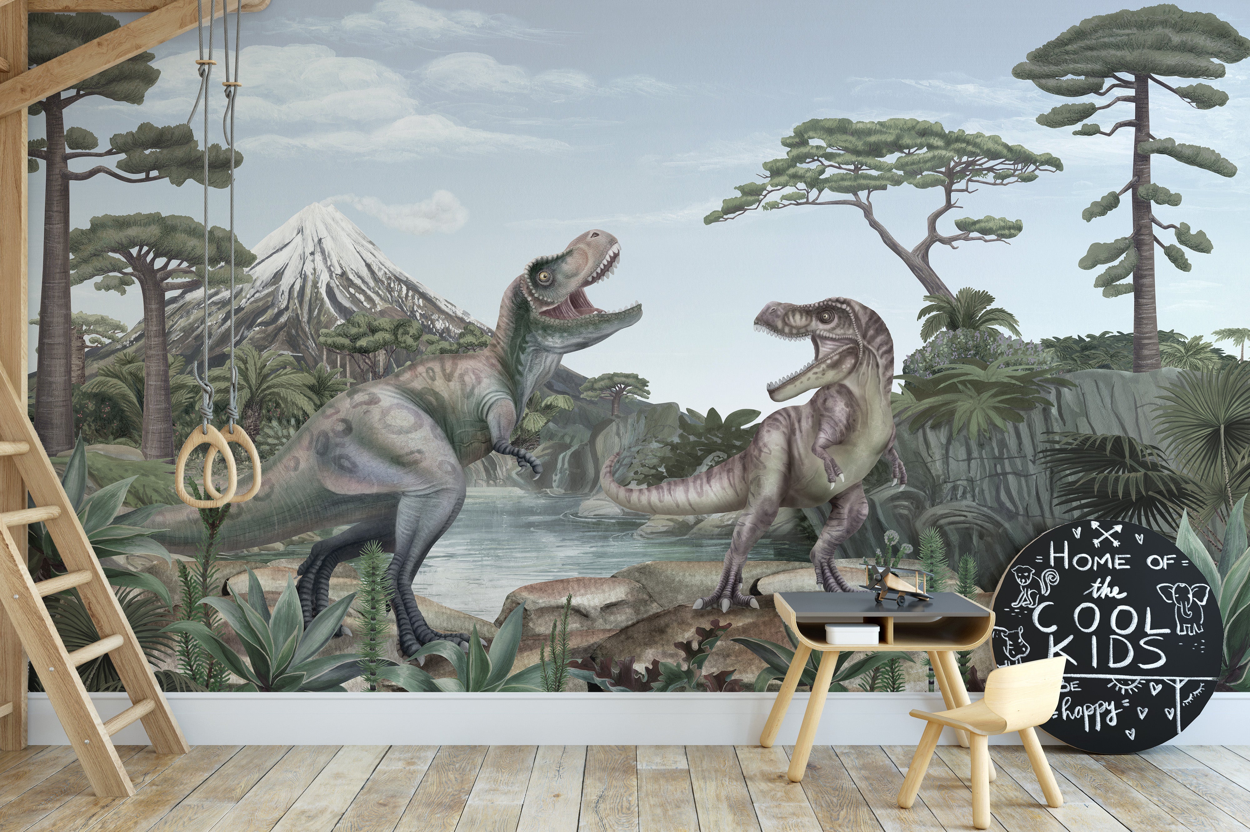 Prehistoric Terrific T-Rex mural wallpaper for wall decor