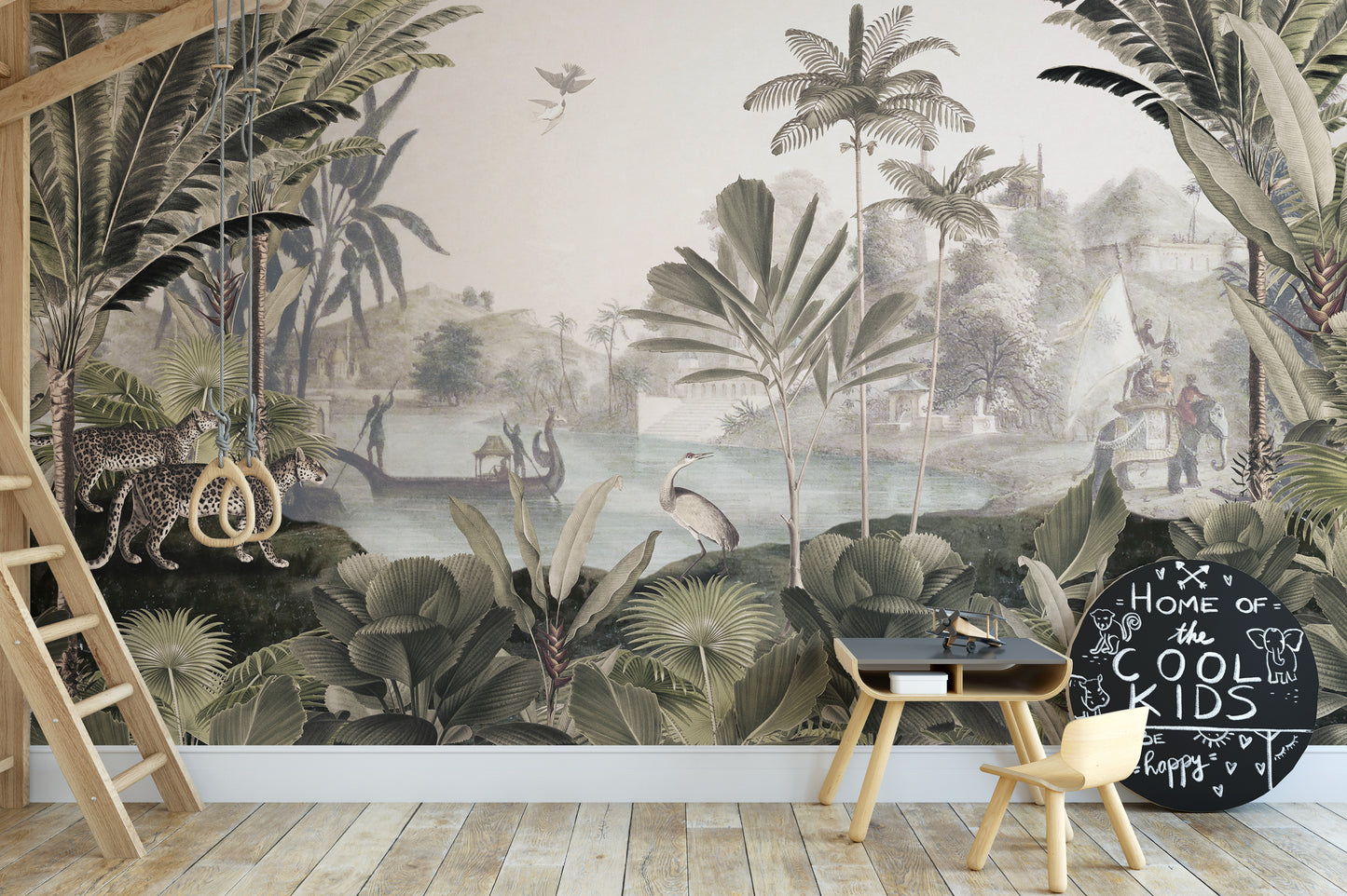 Leopard Landscape with sepia color Jungle wallpaper murals