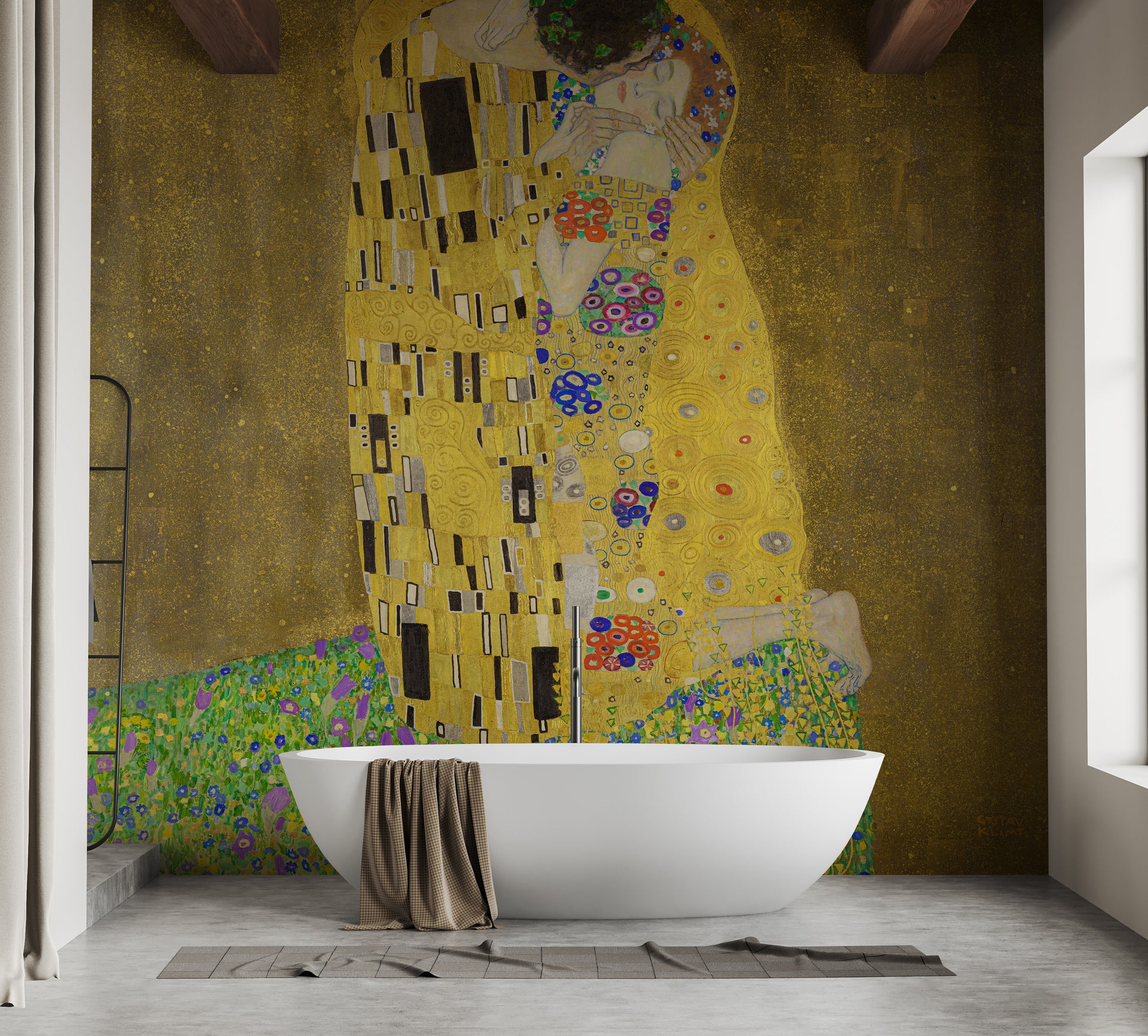 Golden embrace wall art mural
