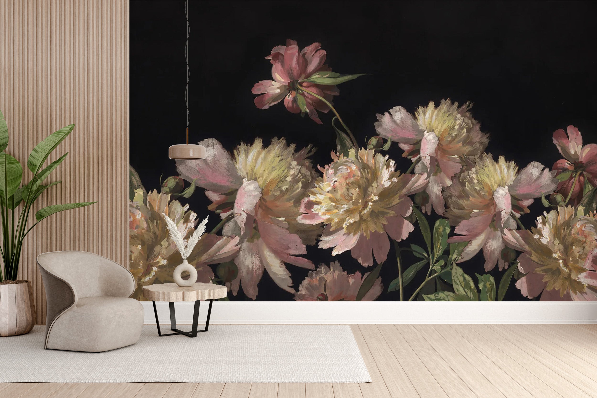 Elegant watercolor flower mural
