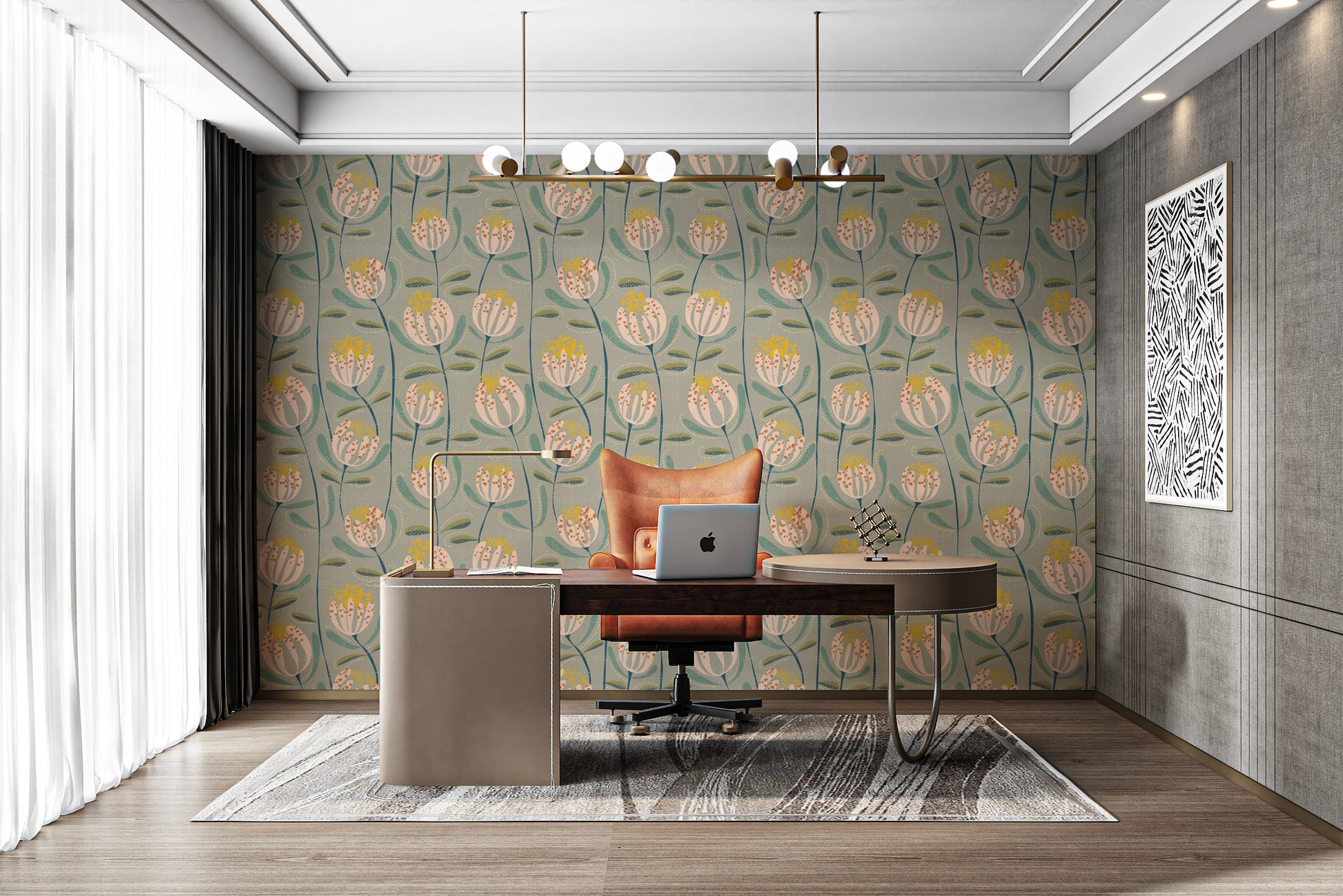 Stylish Skandi wallpaper with floral elegance