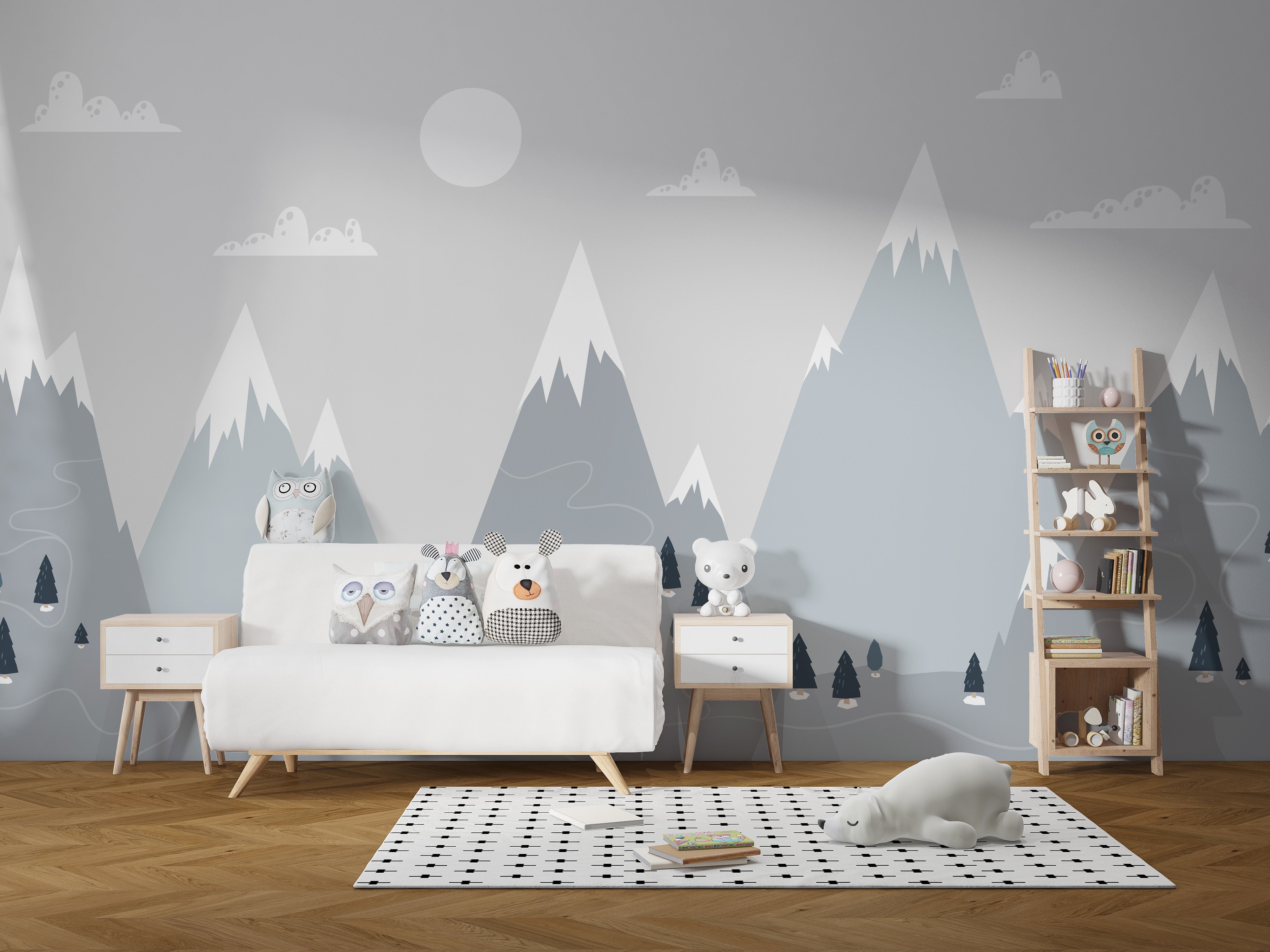 Scandinavian mountain wallpaper mural