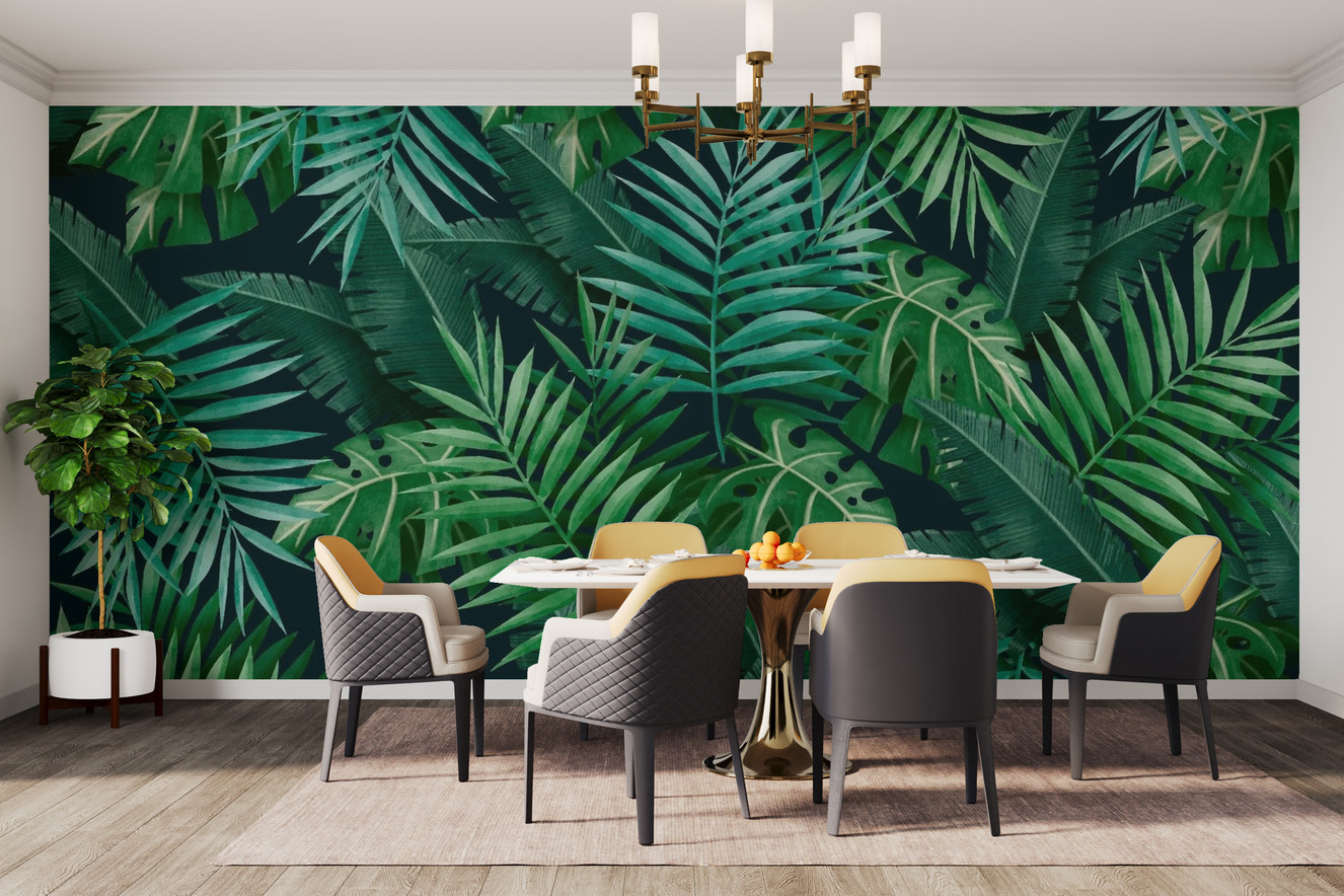 Green Leaves Wallpaper Mural for nature-inspired rooms