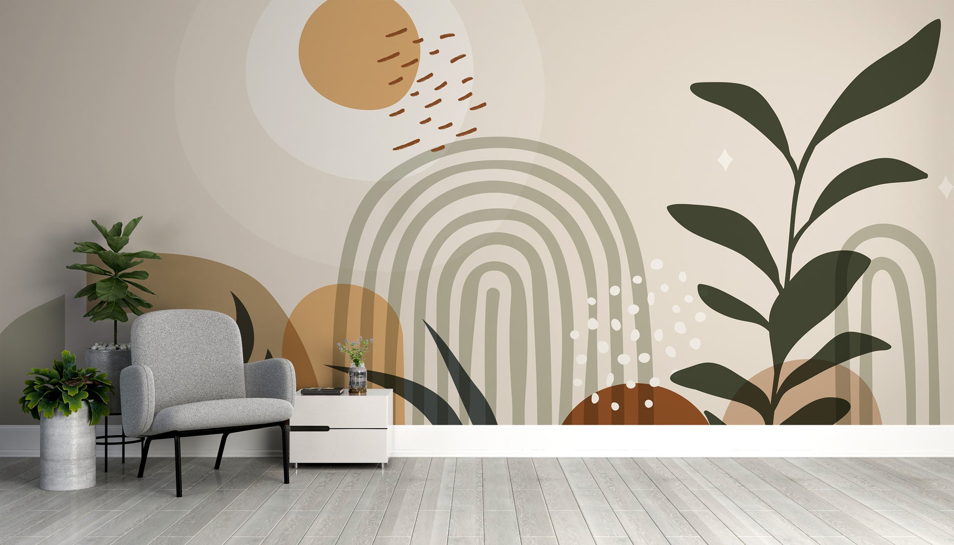 Modern Zen garden wallpaper mural with minimalist elegance.
