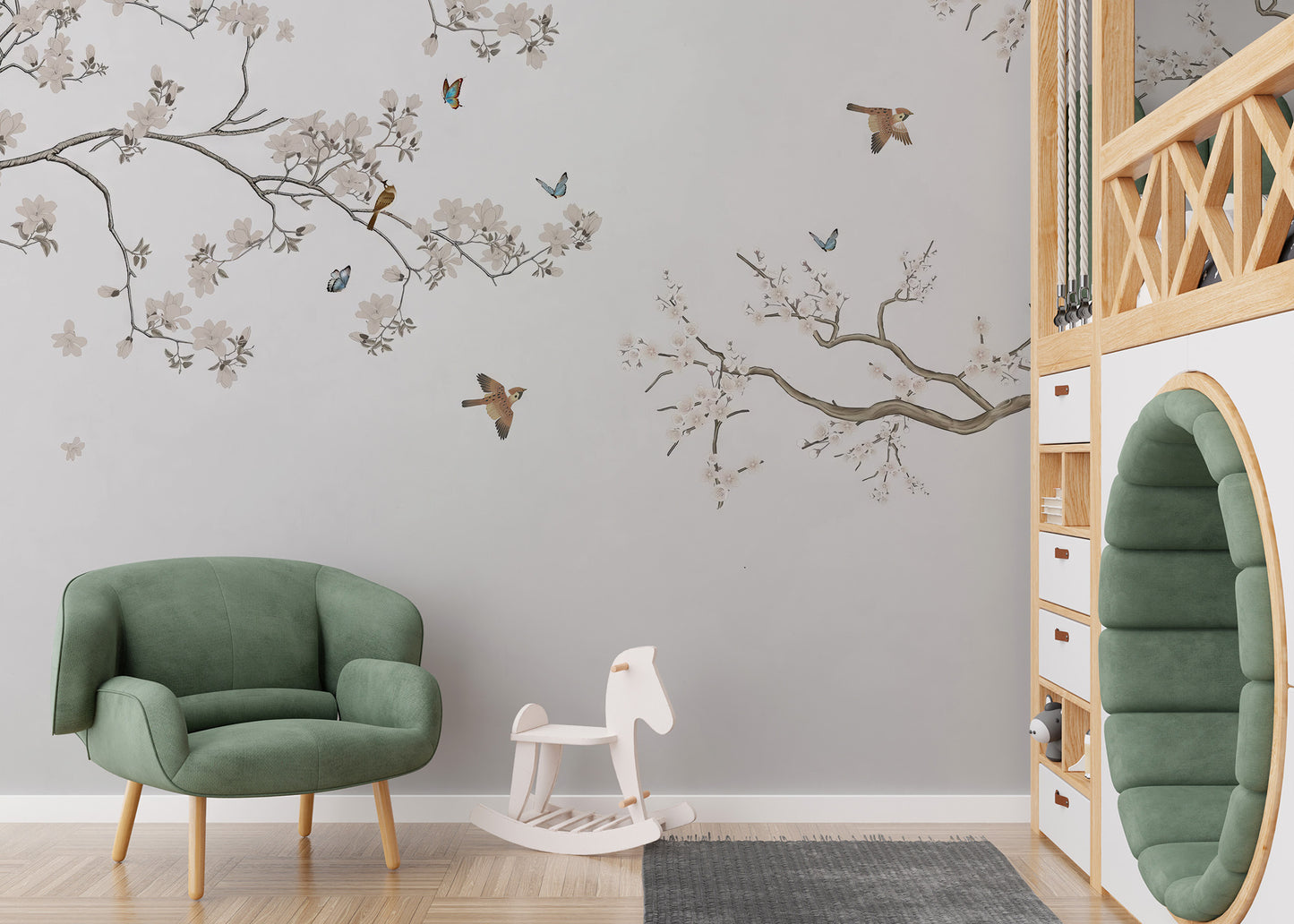 Floral Perch Wall Mural