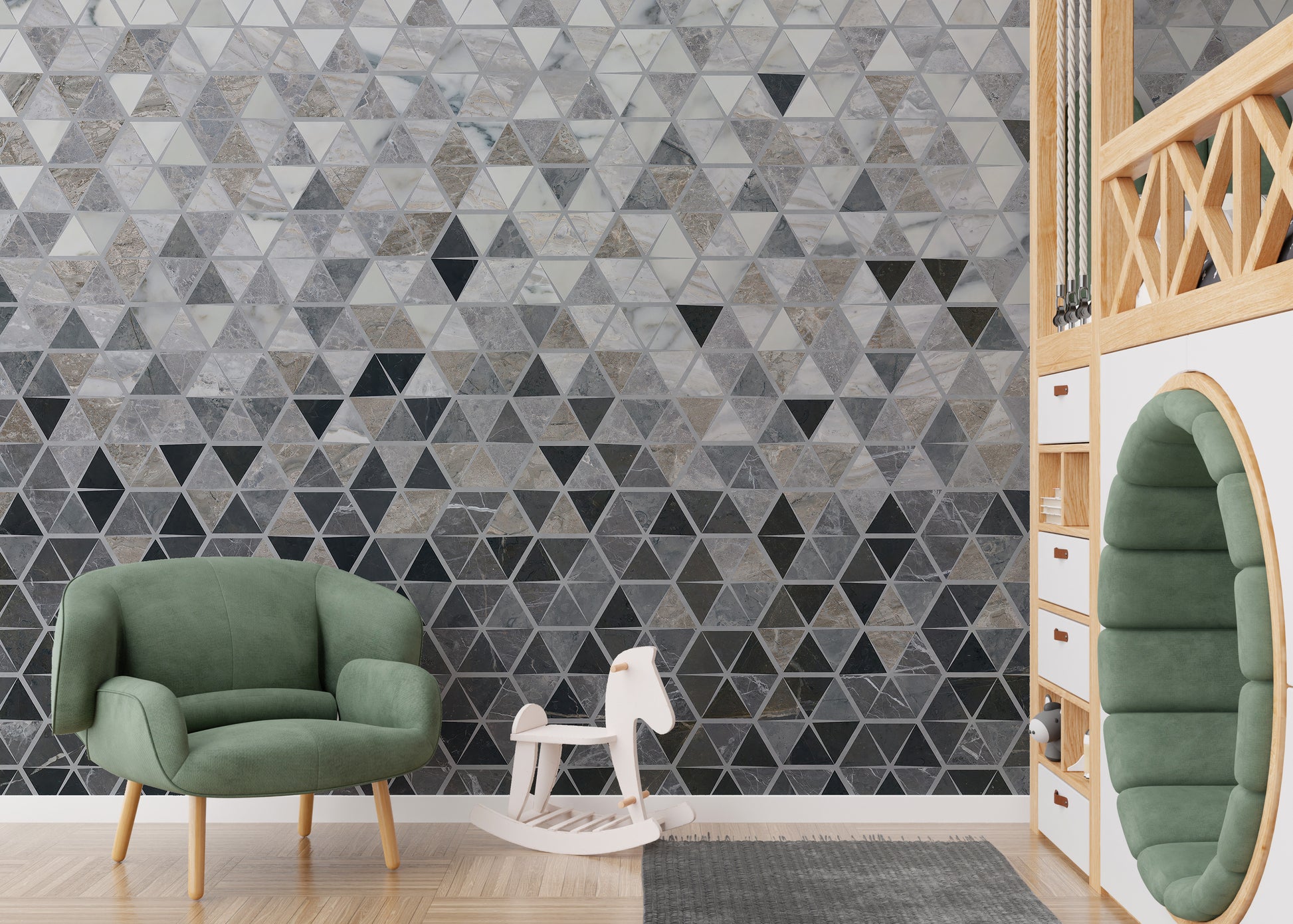 Glossy mirror tiles wallpaper mural for spaces