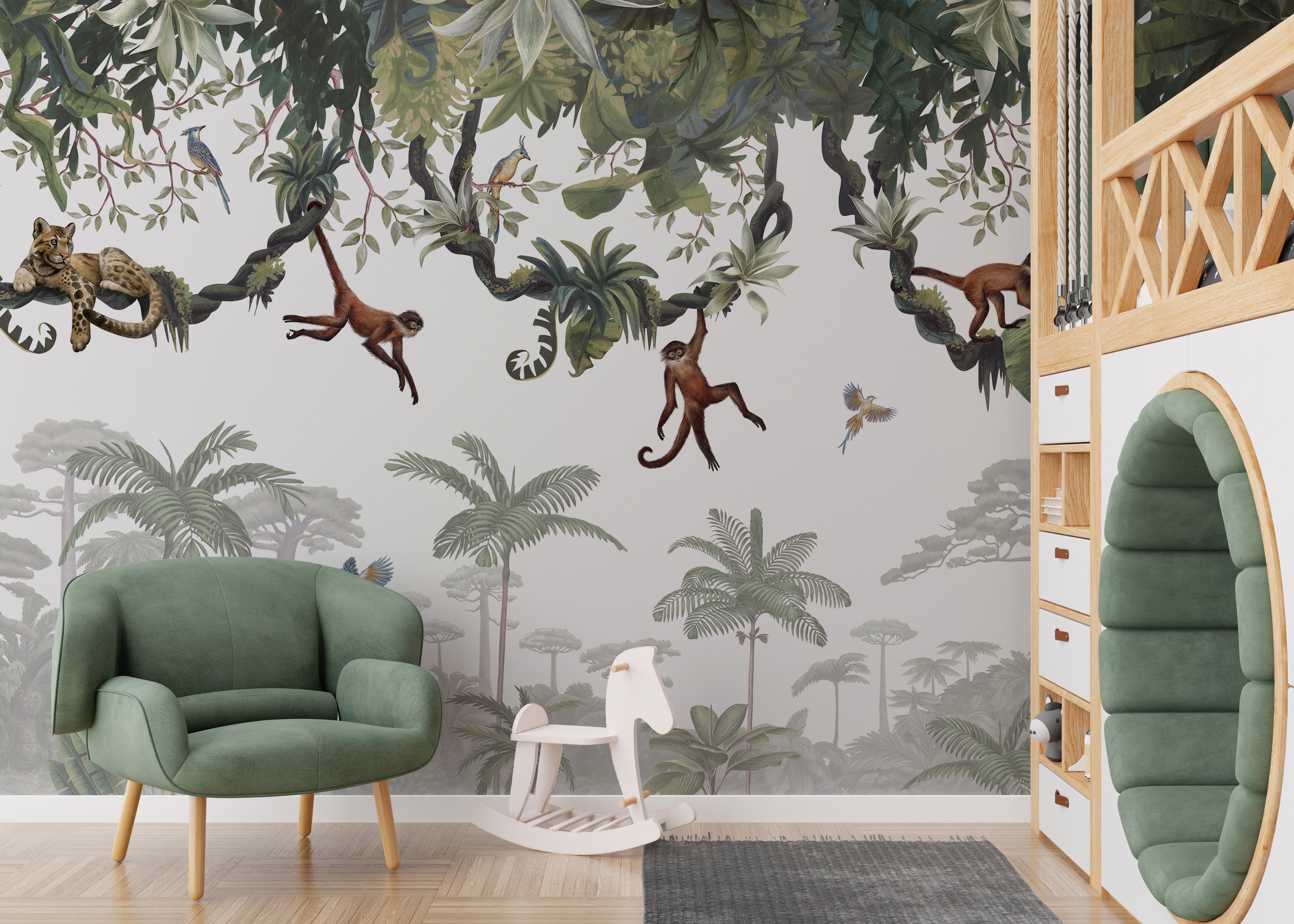 Cheeky Hanging monkeys wallpaper murals - Giffywalls