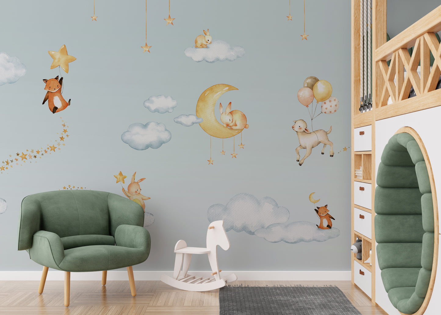 Blue Sweets dreams wallpaper for kids room