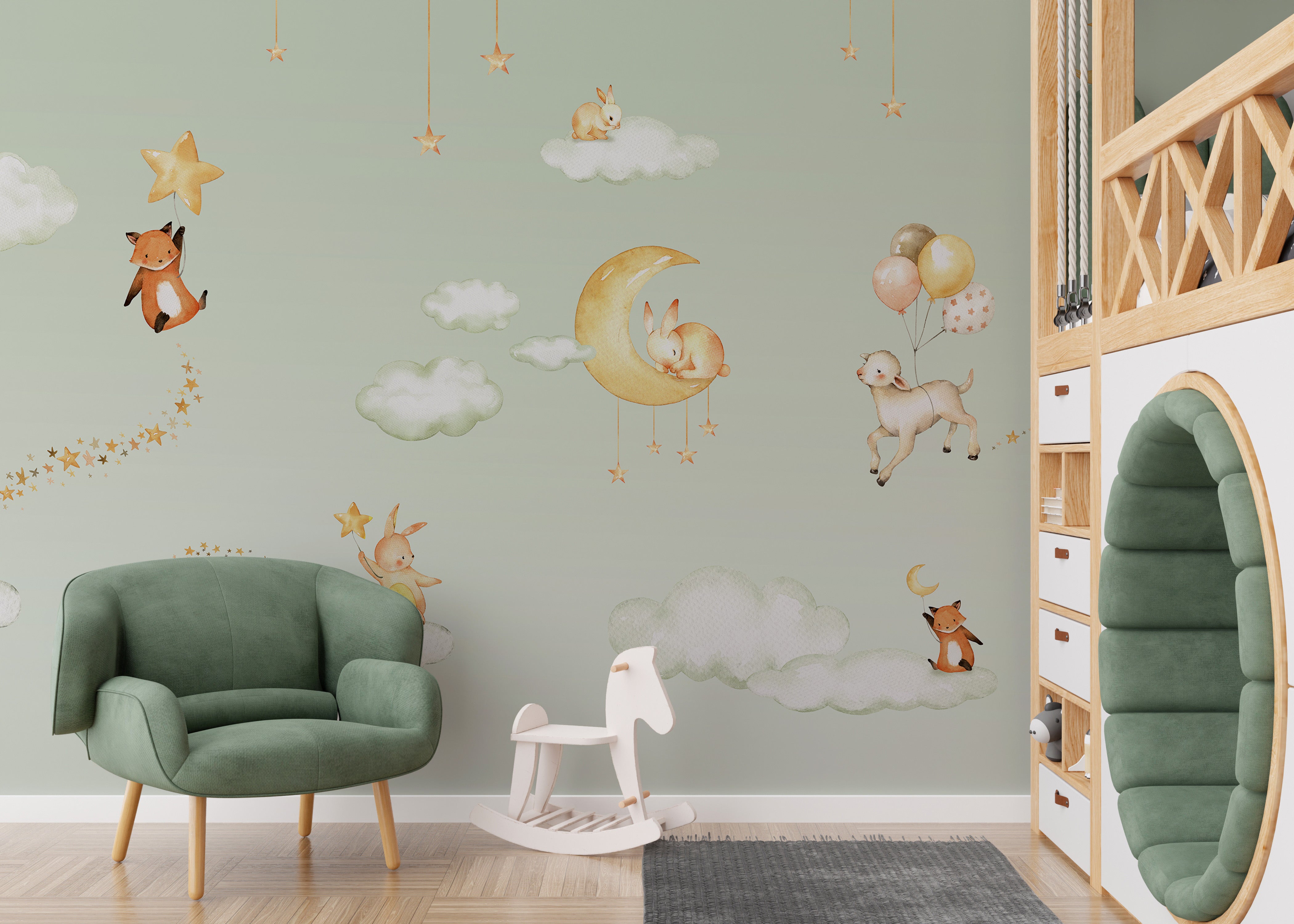 Green Sweet dreams wallpaper for kids room - Giffywalls