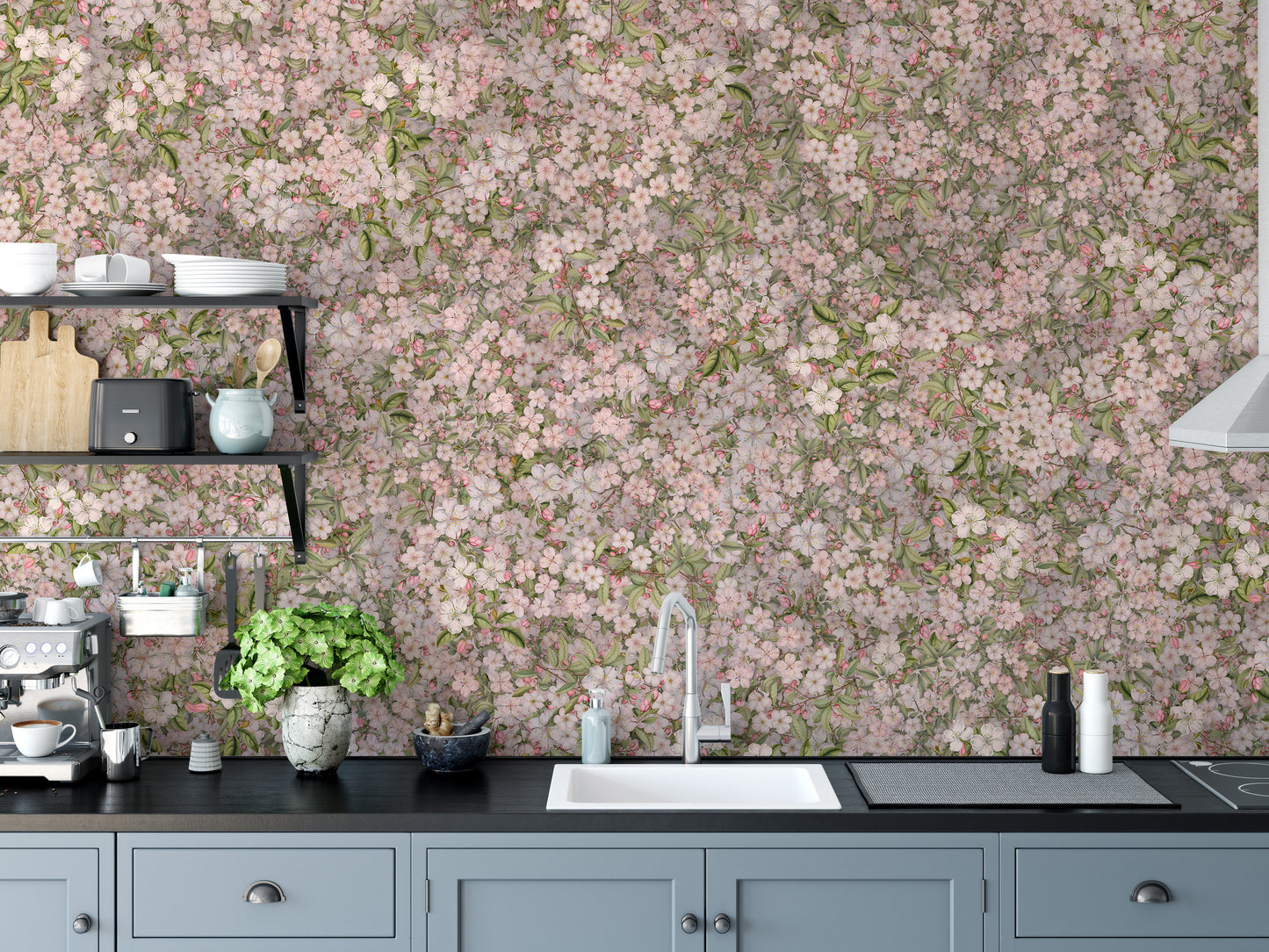 Pink and Green Cherry Blossom Flower Wallpaper Murals