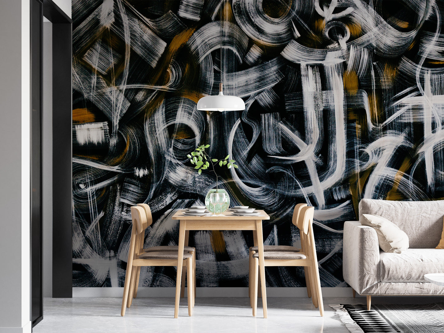 Abstract Graffiti Brush Strokes Wall Mural