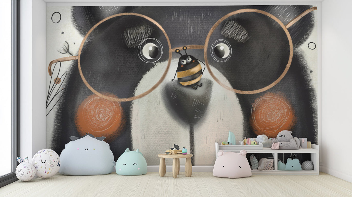 Creative Bear Face Wallpaper Mural