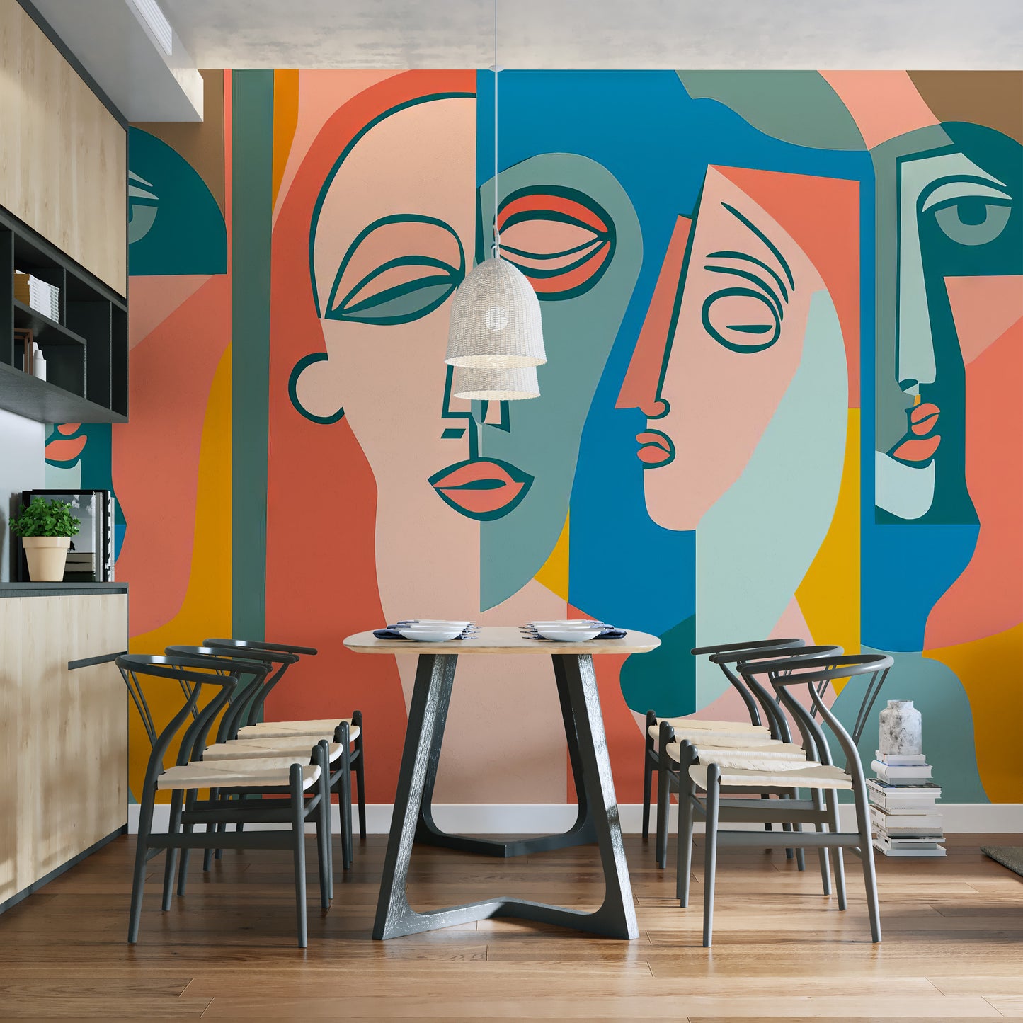 Colourful Faces Mural Wallpaper