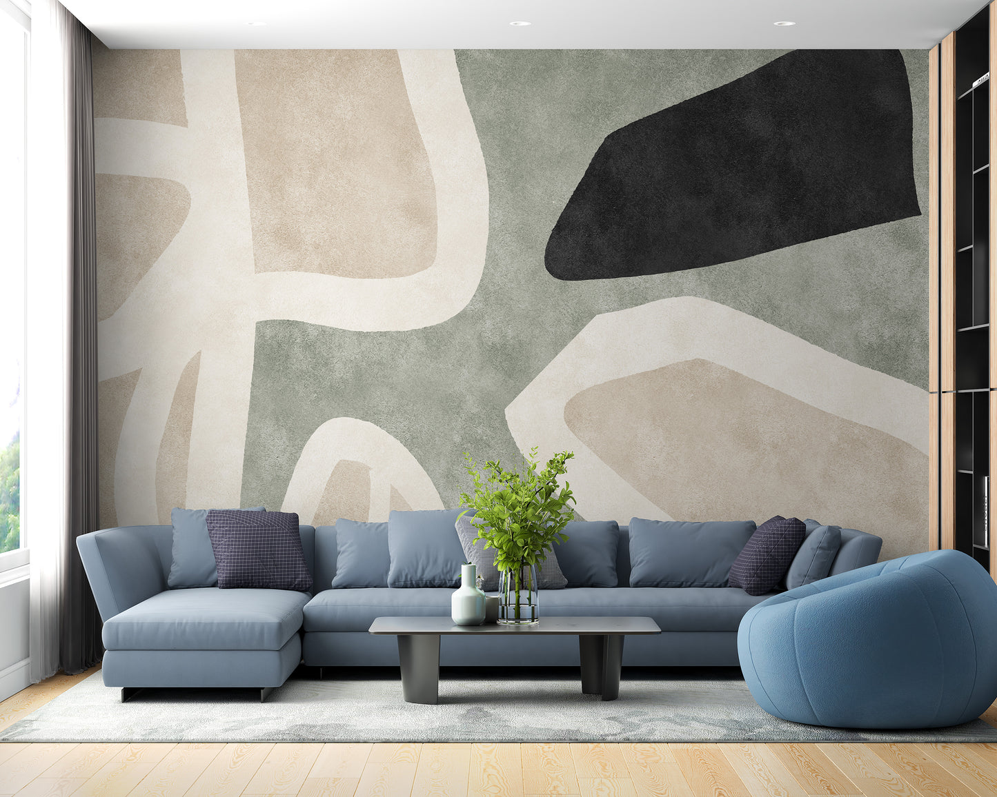 Golden Geometric Abstract Wallpaper Mural