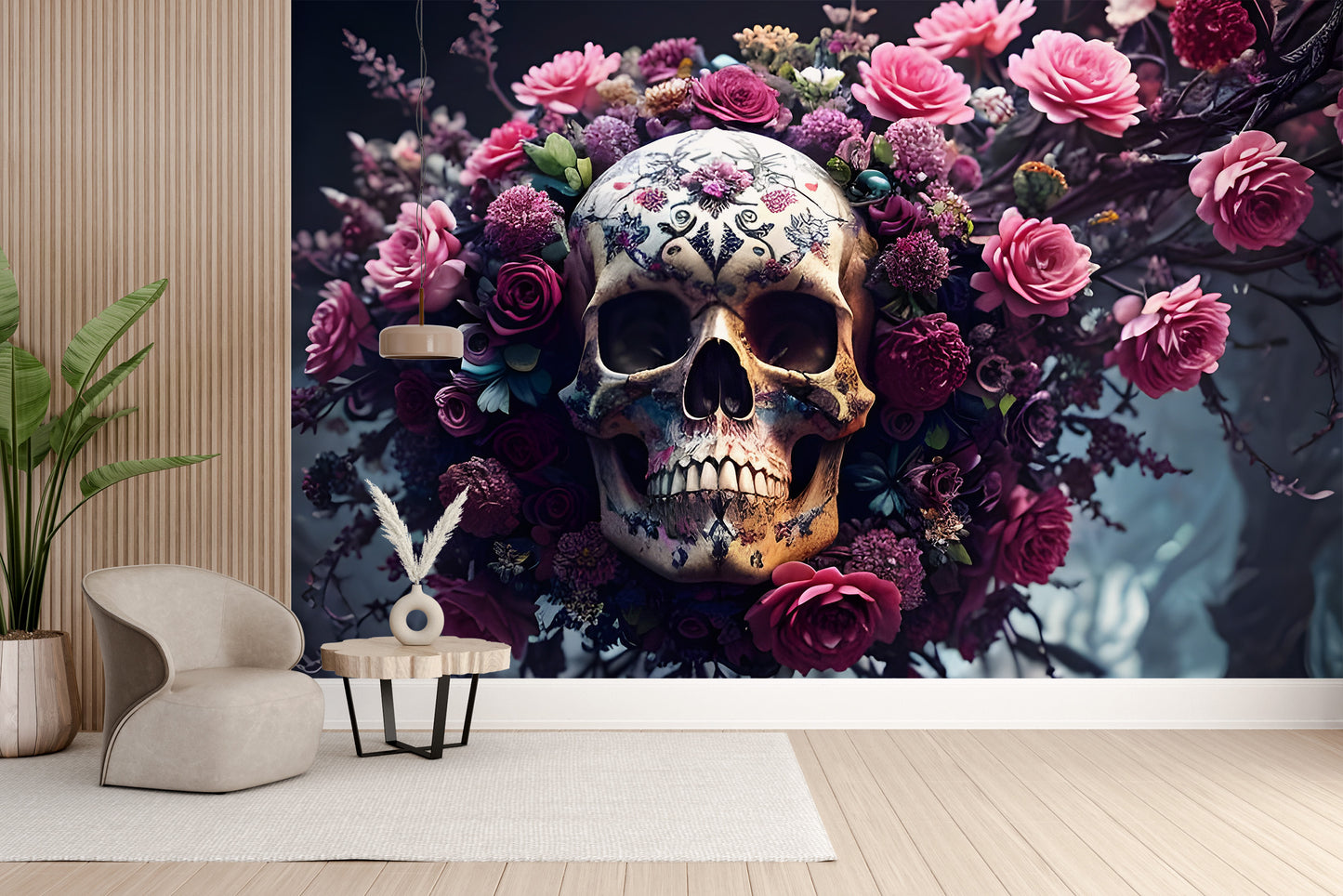 Floral Skull Halloween Wallpaper