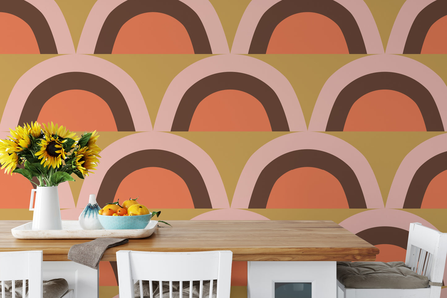 Modern boho apricity pink wallpaper pattern
