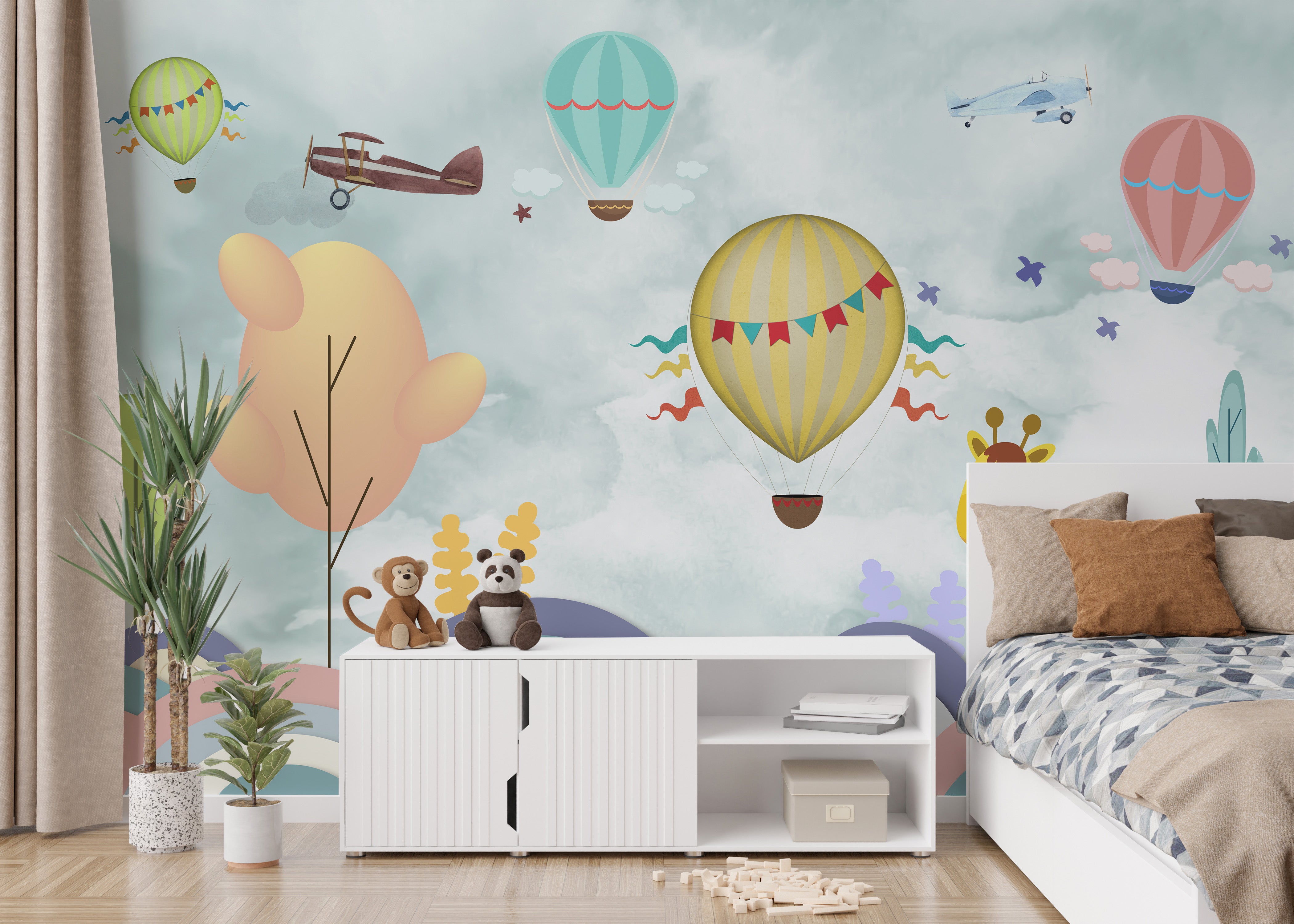 Bright Hot Air Balloon Wallpaper Mural
