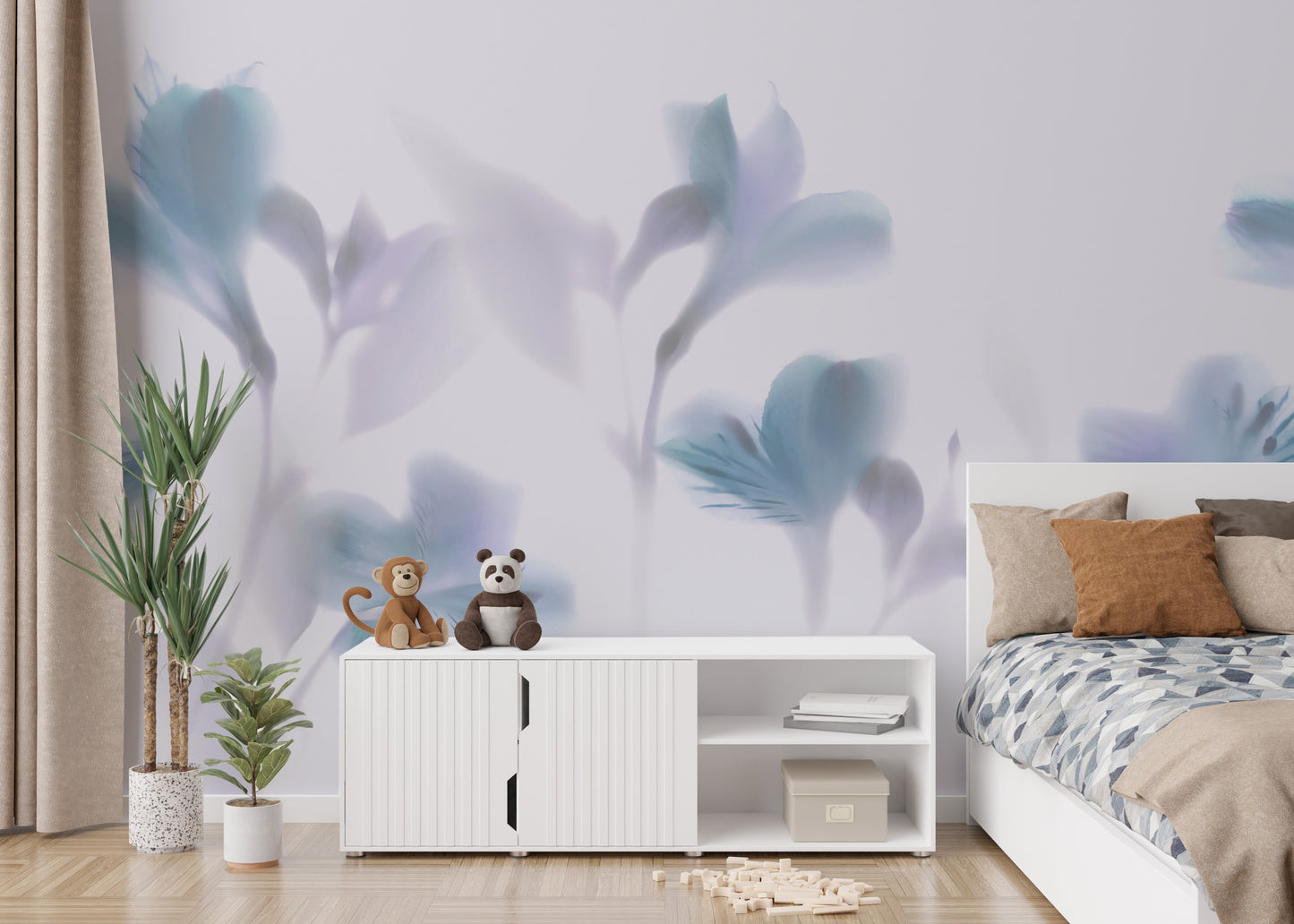 Blue Orchids Foggy Wallpaper Murals