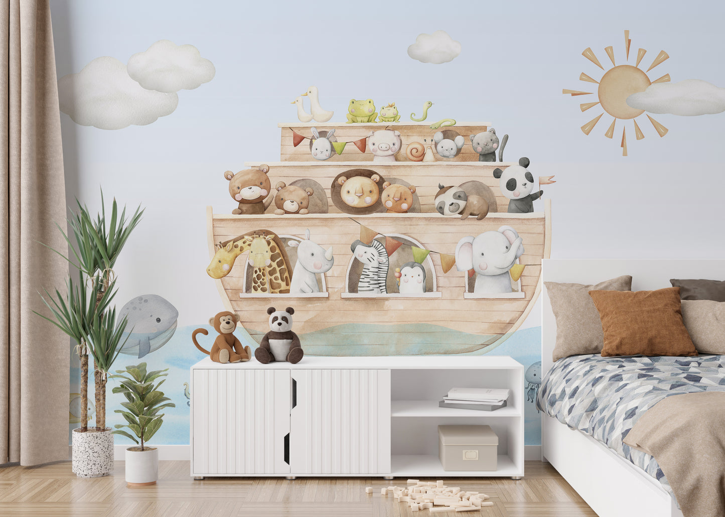 Nautical Adventure Animal Kids Wallpaper