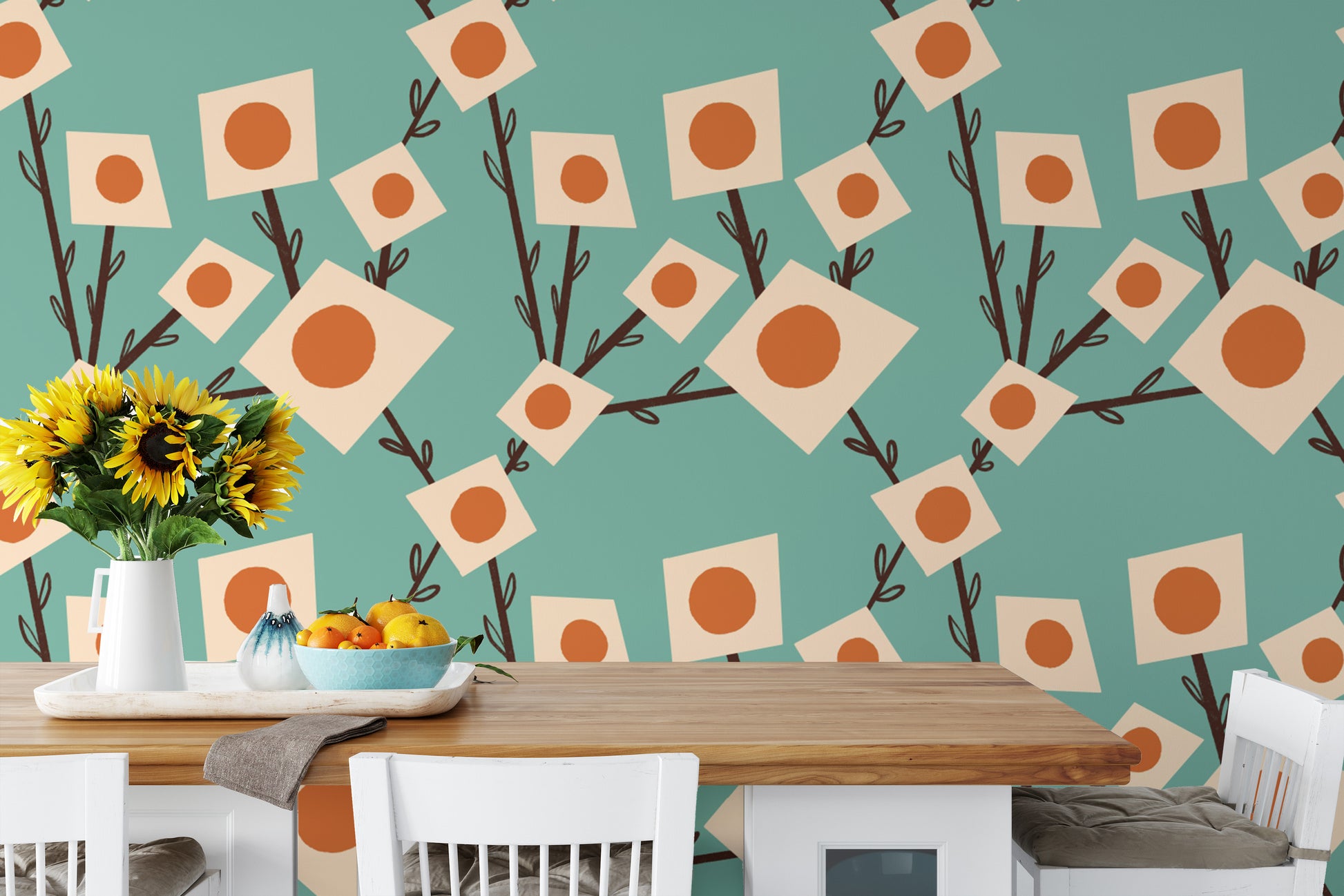 Square bouquet wallpaper for bold decor
