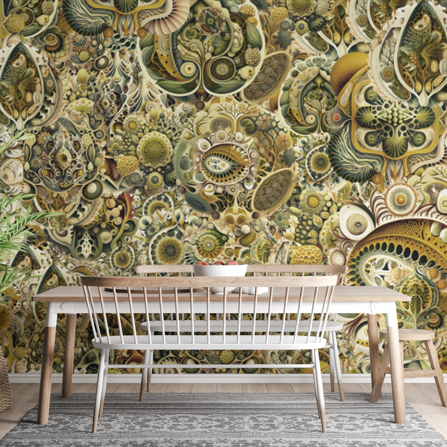 Green Color Abstract Haeckel Wallpaper Murals - Giffywalls