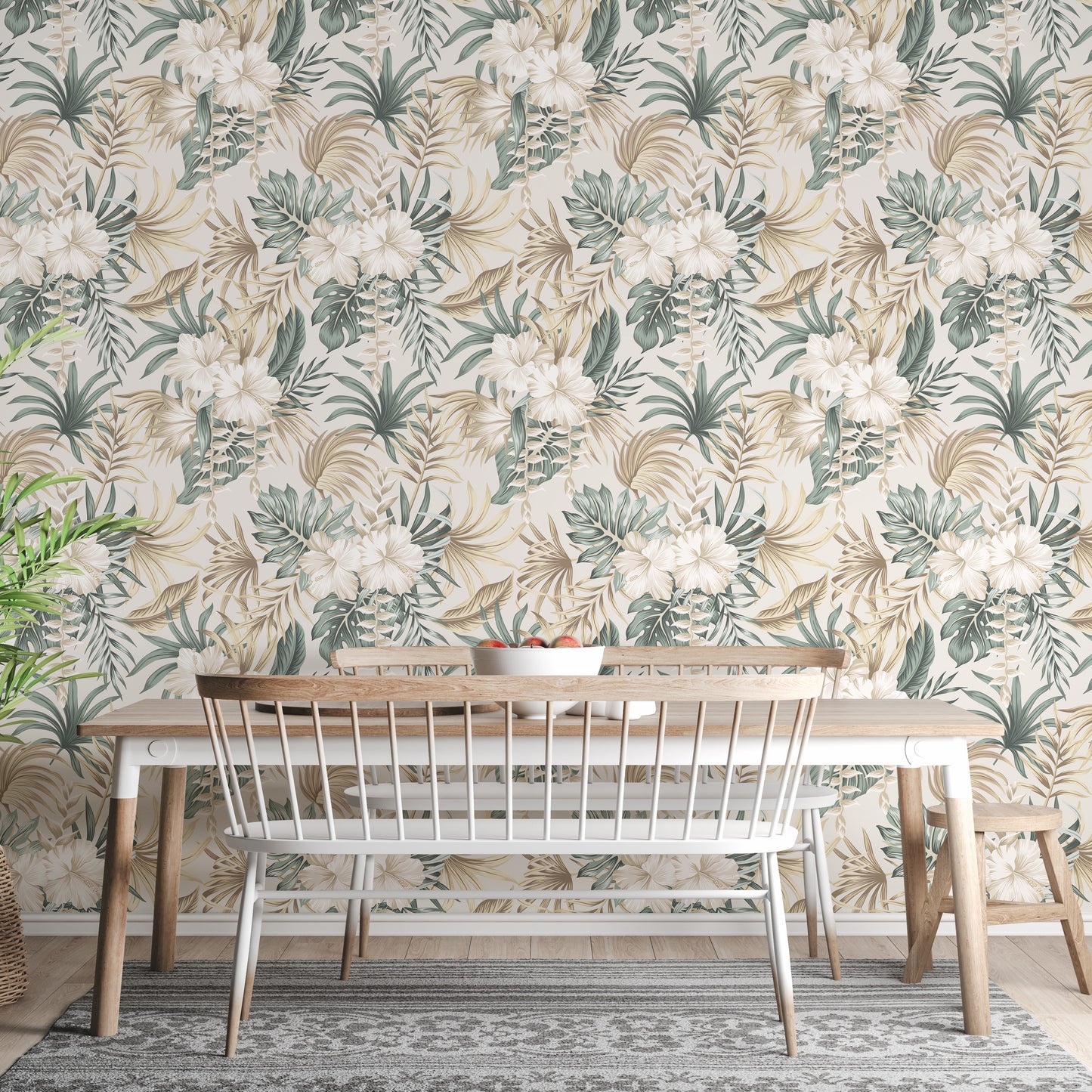 Elegant palm leaf pattern wallpaper
