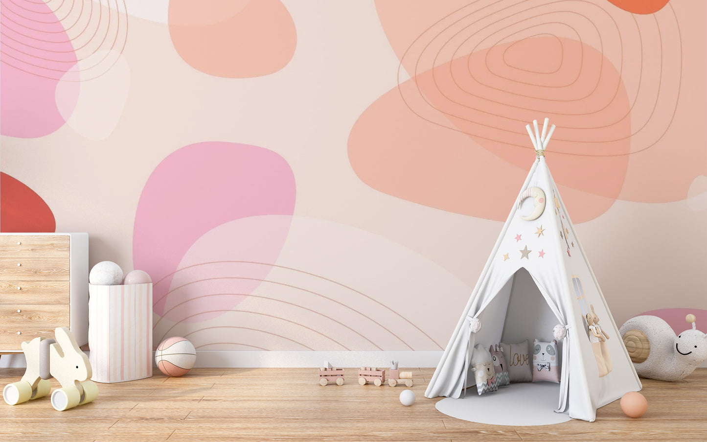 Peach Pink Modern Wallpaper Mural