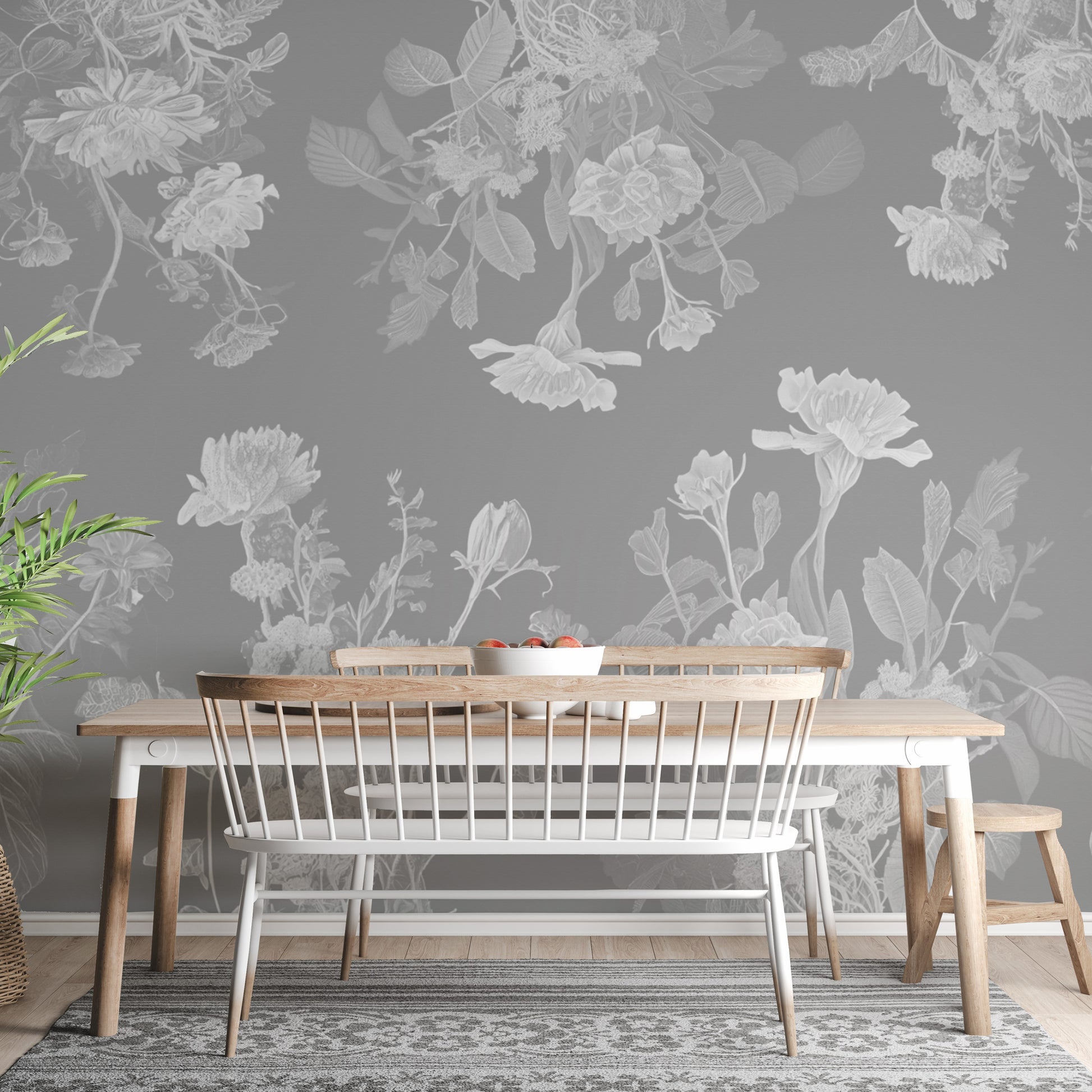 Grey Flower Bedroom Wallpaper Murals - Giffywalls