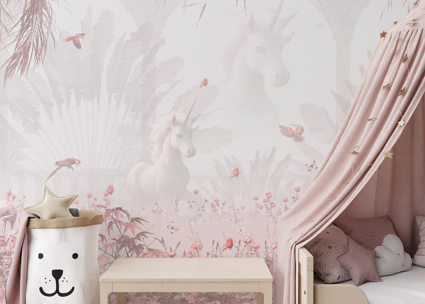 Serenity Blush Forest Mural - Giffywalls