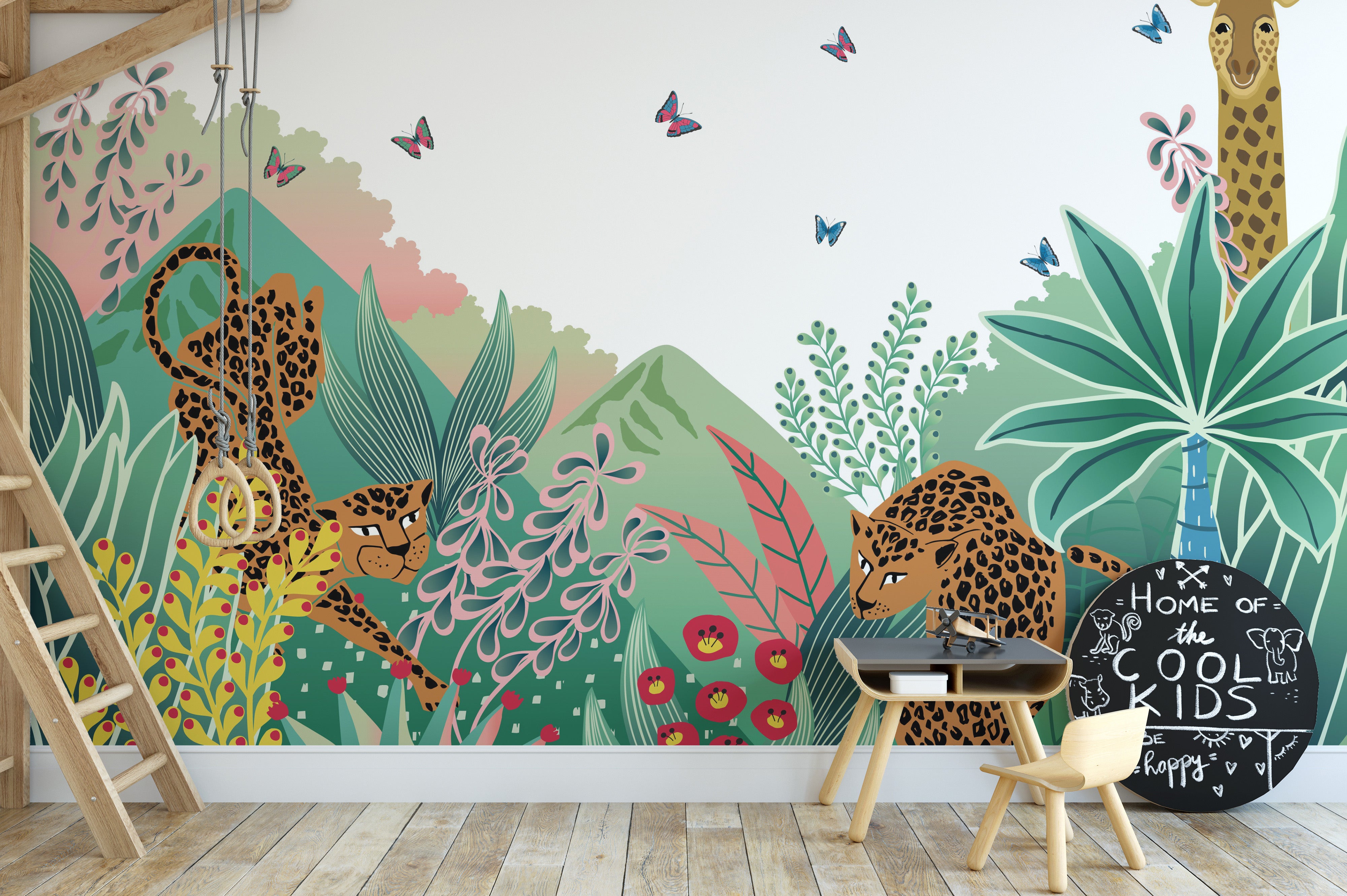 Leopard and Giraffe Kids Wallpaper Murals - Giffywalls