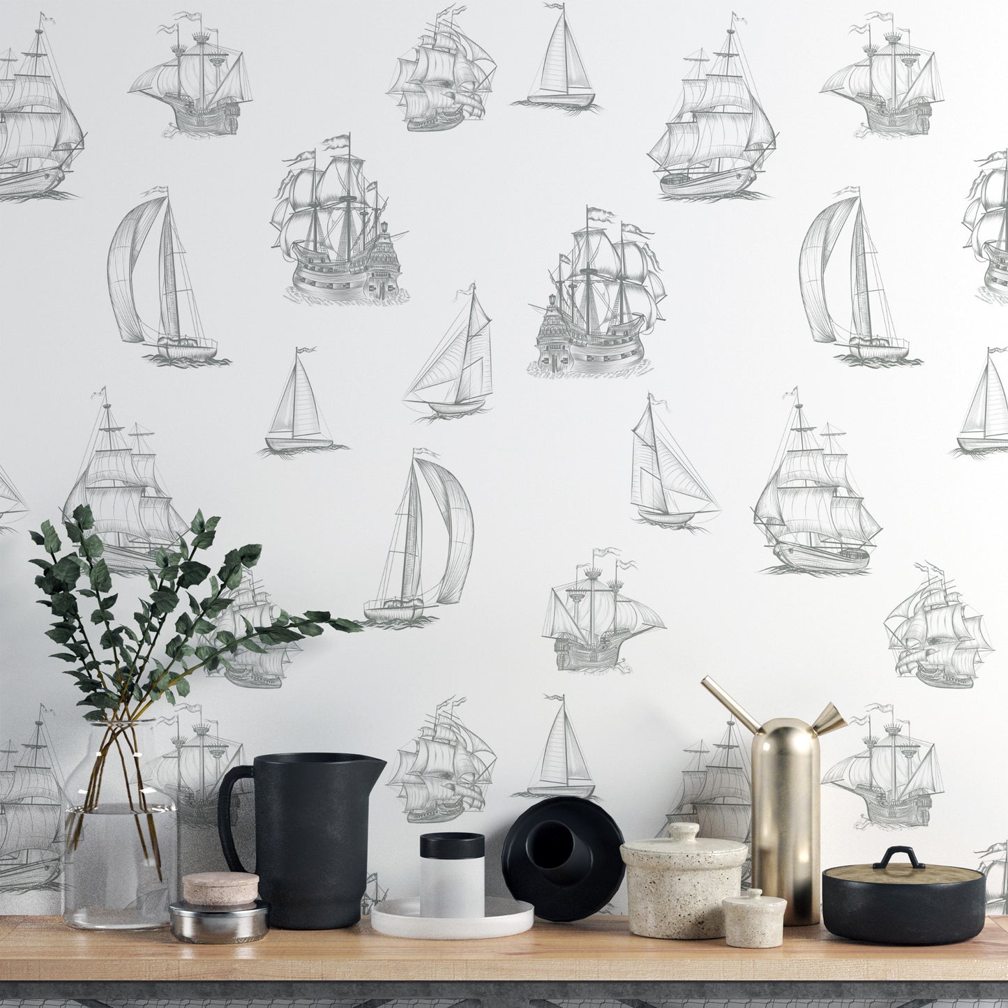 Old World Sailing reusable wallpaper