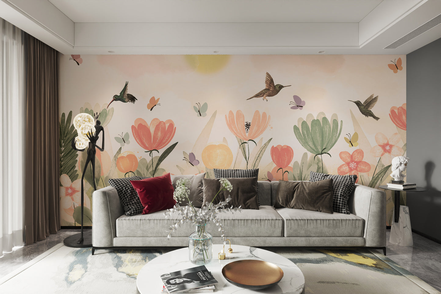 Cheerful Spring Blossoms Wallpaper mural design