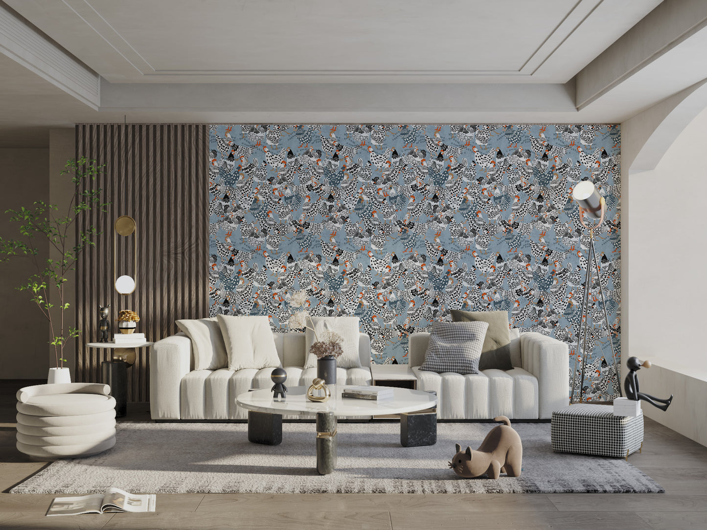 Chic chicken couture wallpaper for walls