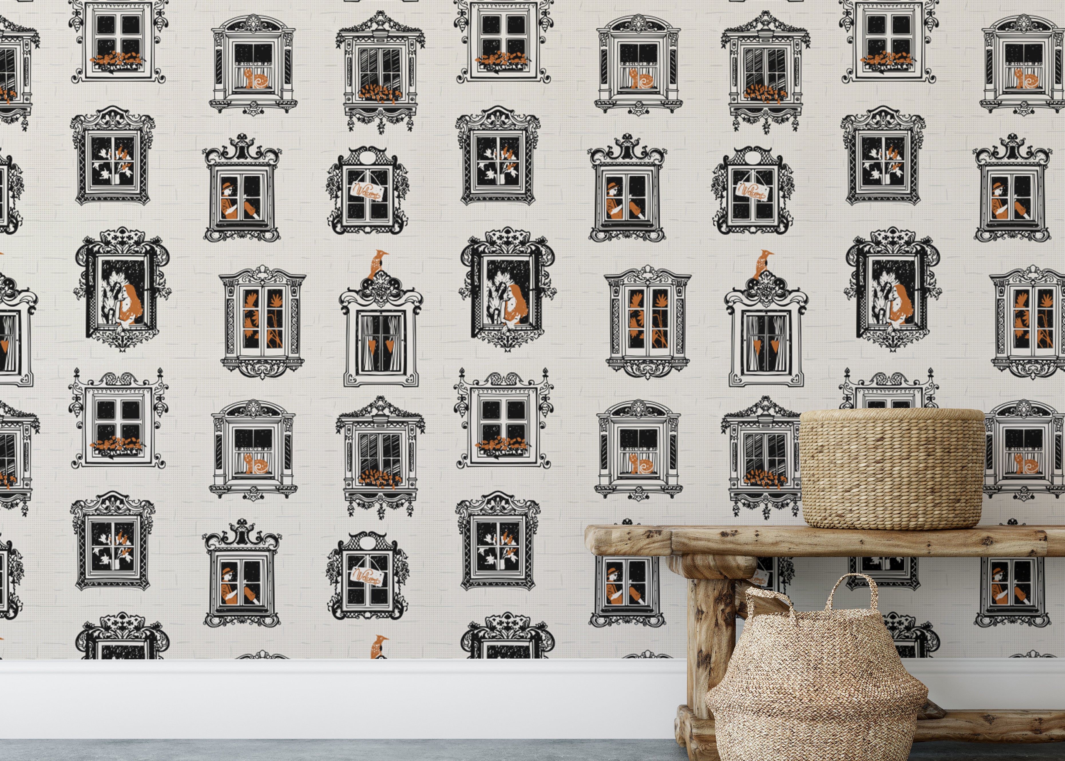 Elegant Feline Vintage Wallpaper Design
