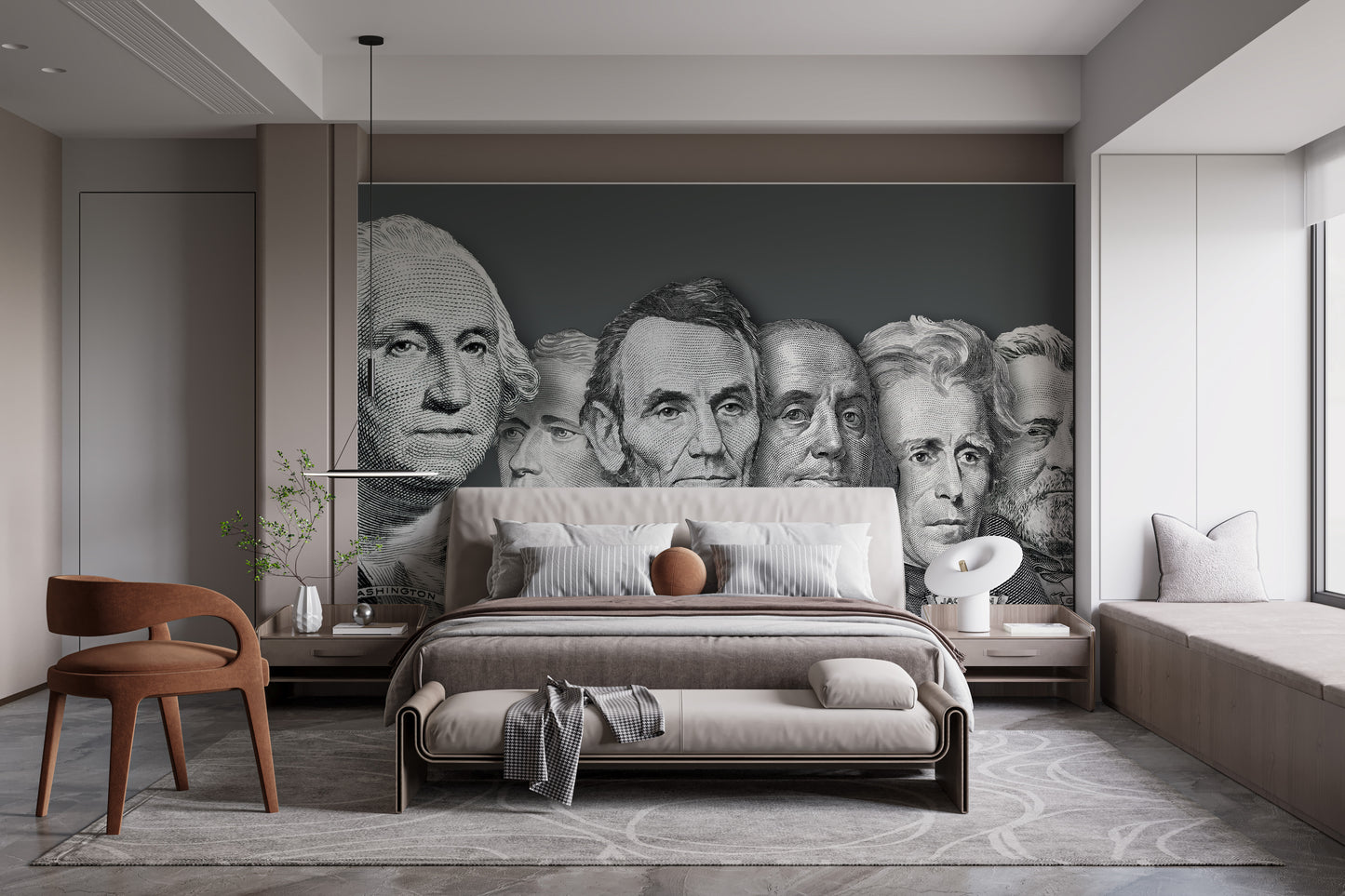 US Presidential Portraits Currency Wall Mural