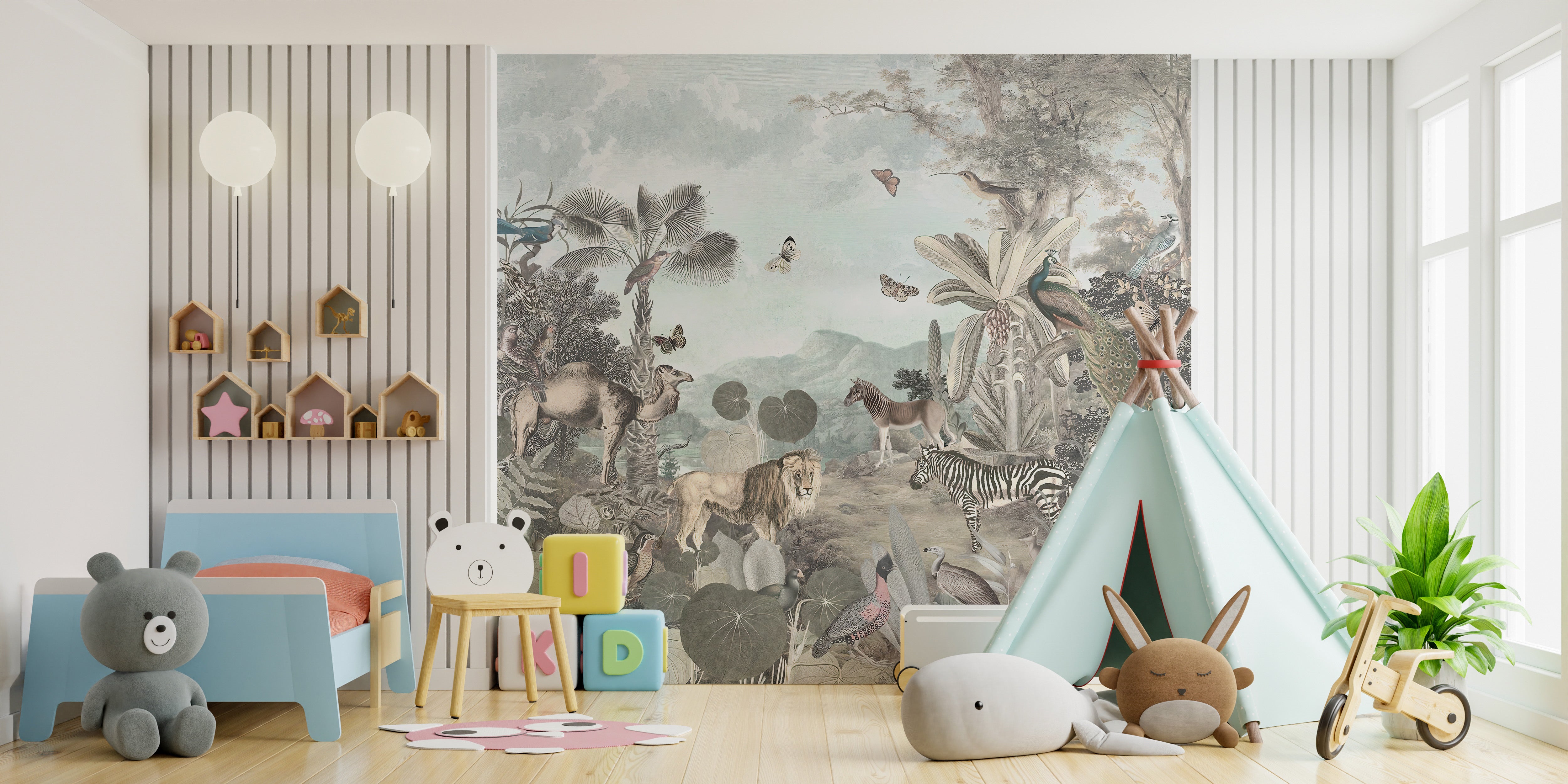 African animals forest wall mural art
