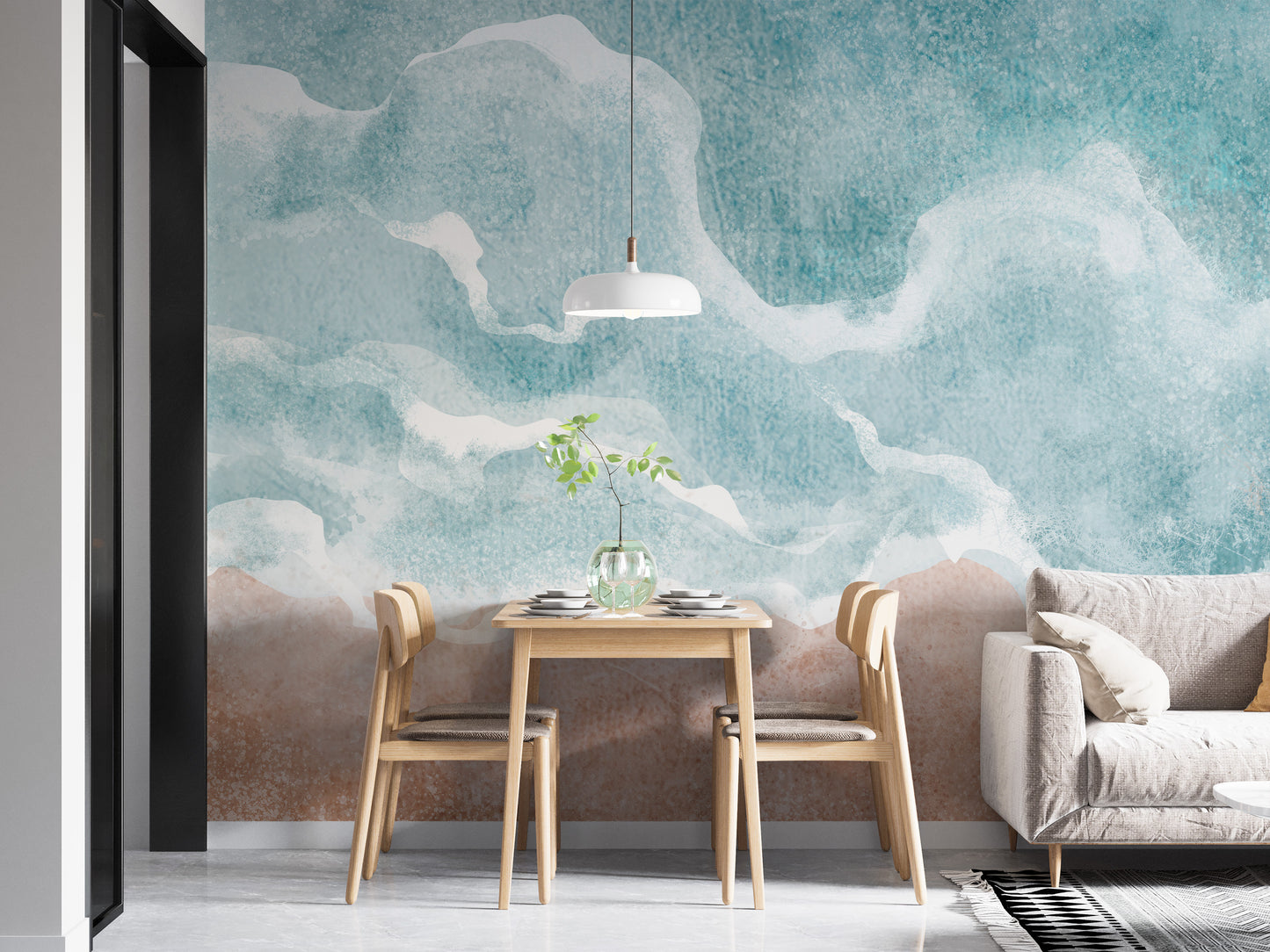 Boho Sea Beach Waves Wall Mural