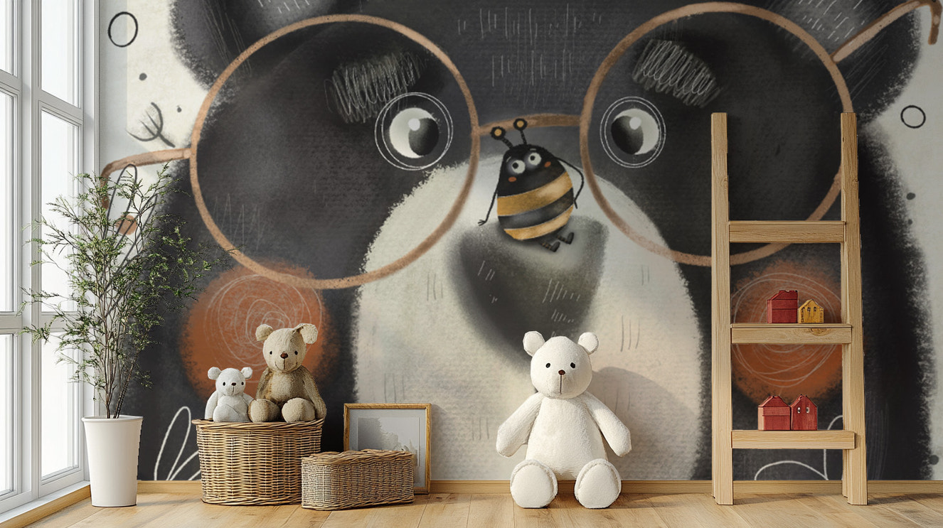 Creative Bear Face Wallpaper Mural