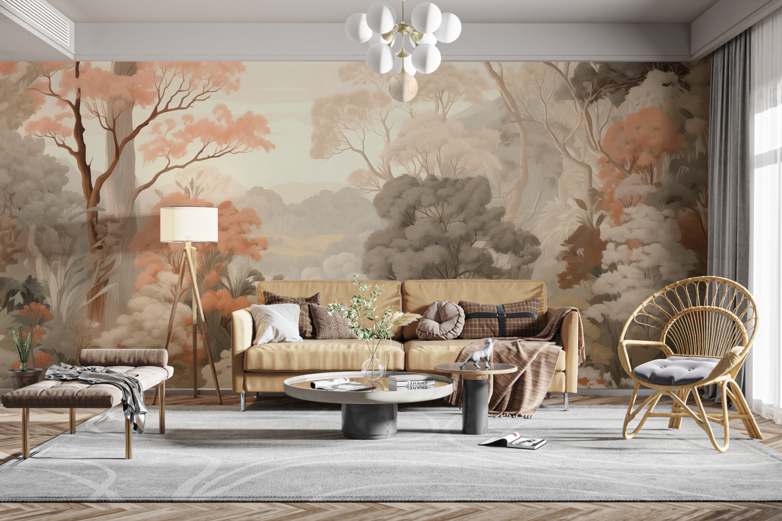 Forest colorful trees wallpaper mural for a vibrant, nature-inspired look.