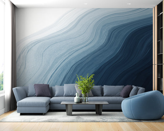 Fluid blue gradient watercolor wallpaper mural