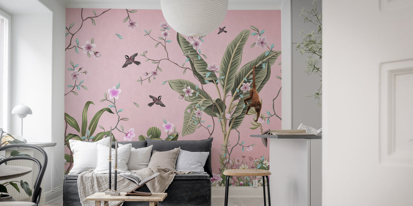 Pink Floral Peel and Stick Wallpaper