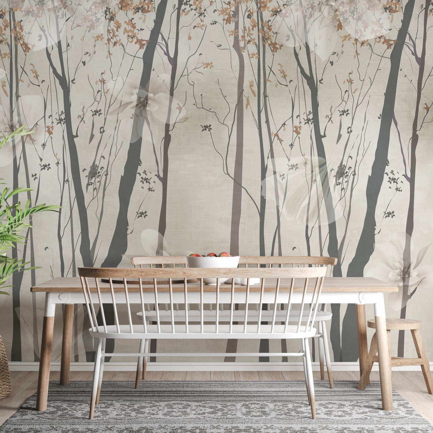 Serene Beige Woods Wallpaper Mural